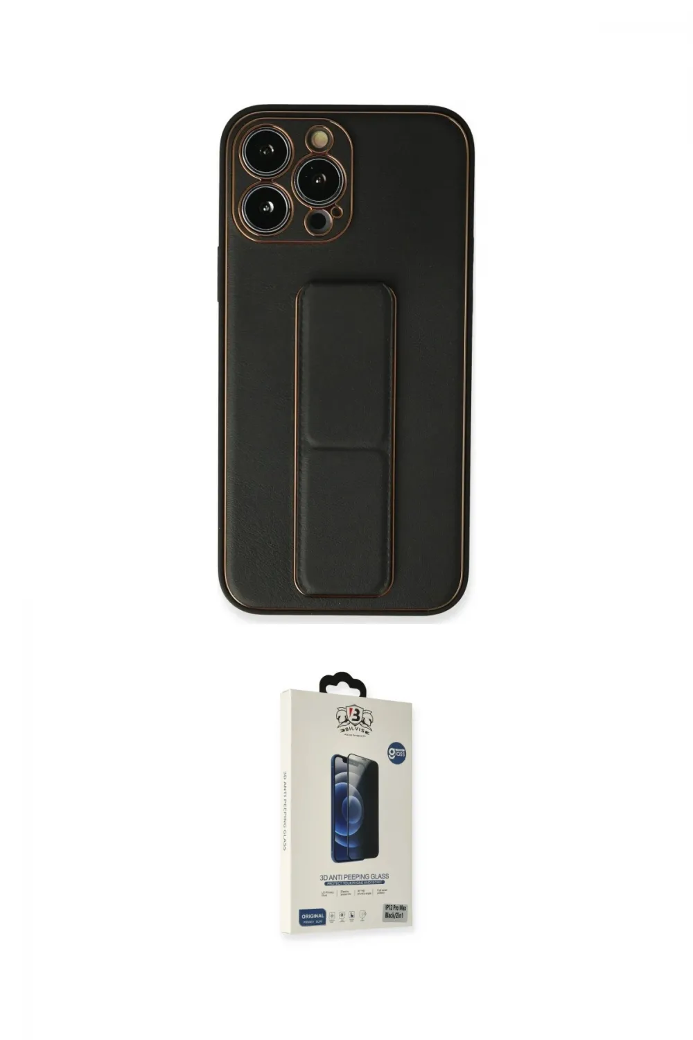 ieg™ iPhone 13 Pro Max Kılıf Akış Doku - Siyah Bilvis Hayalet Cam Ekran Koruyucu