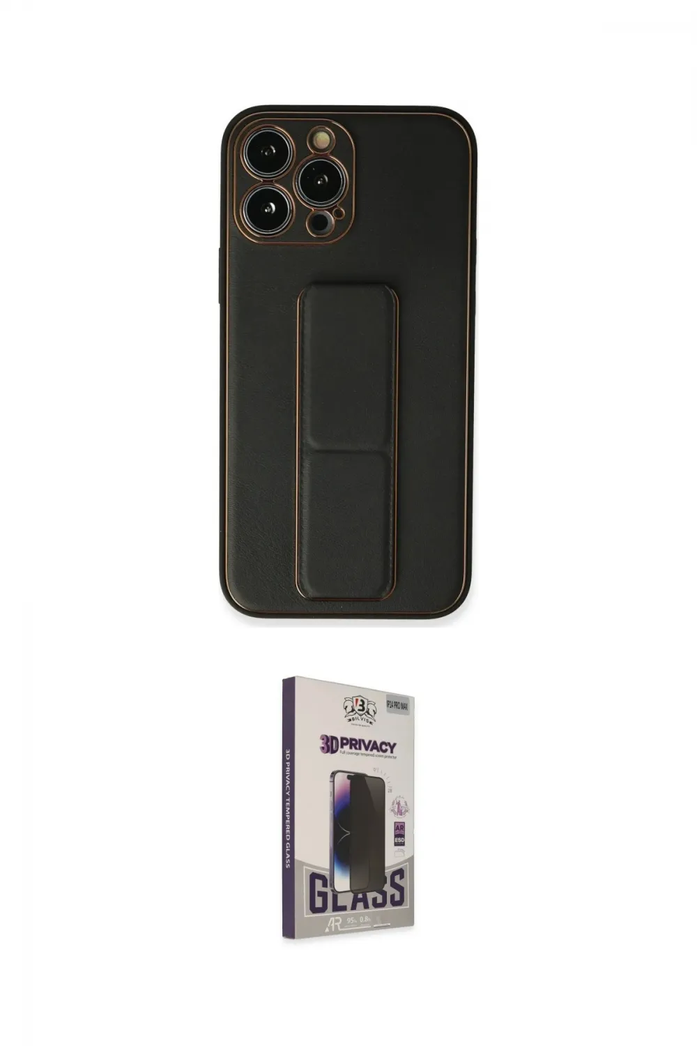 ieg™ iPhone 13 Pro Max Kılıf Akış Doku - Siyah Bilvis Hayalet Cam Ekran Koruyucu