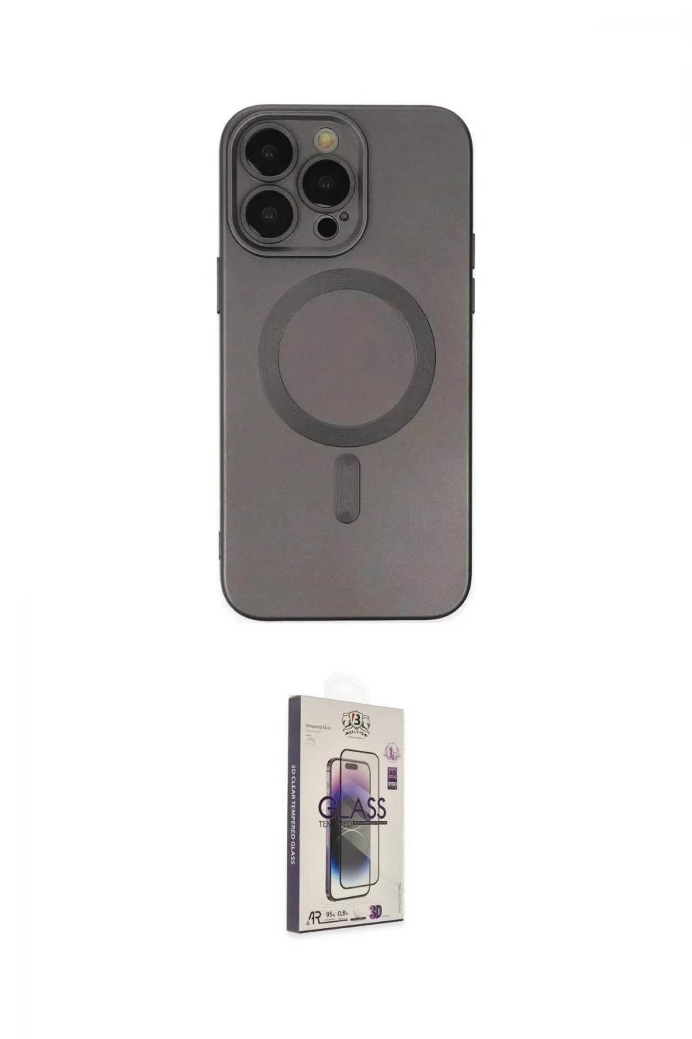 ieg™ iPhone 13 Pro Max Kılıf Akış Minimal Özel Seri - Siyah Bilvis 3D Cam Ekran Koruyucu