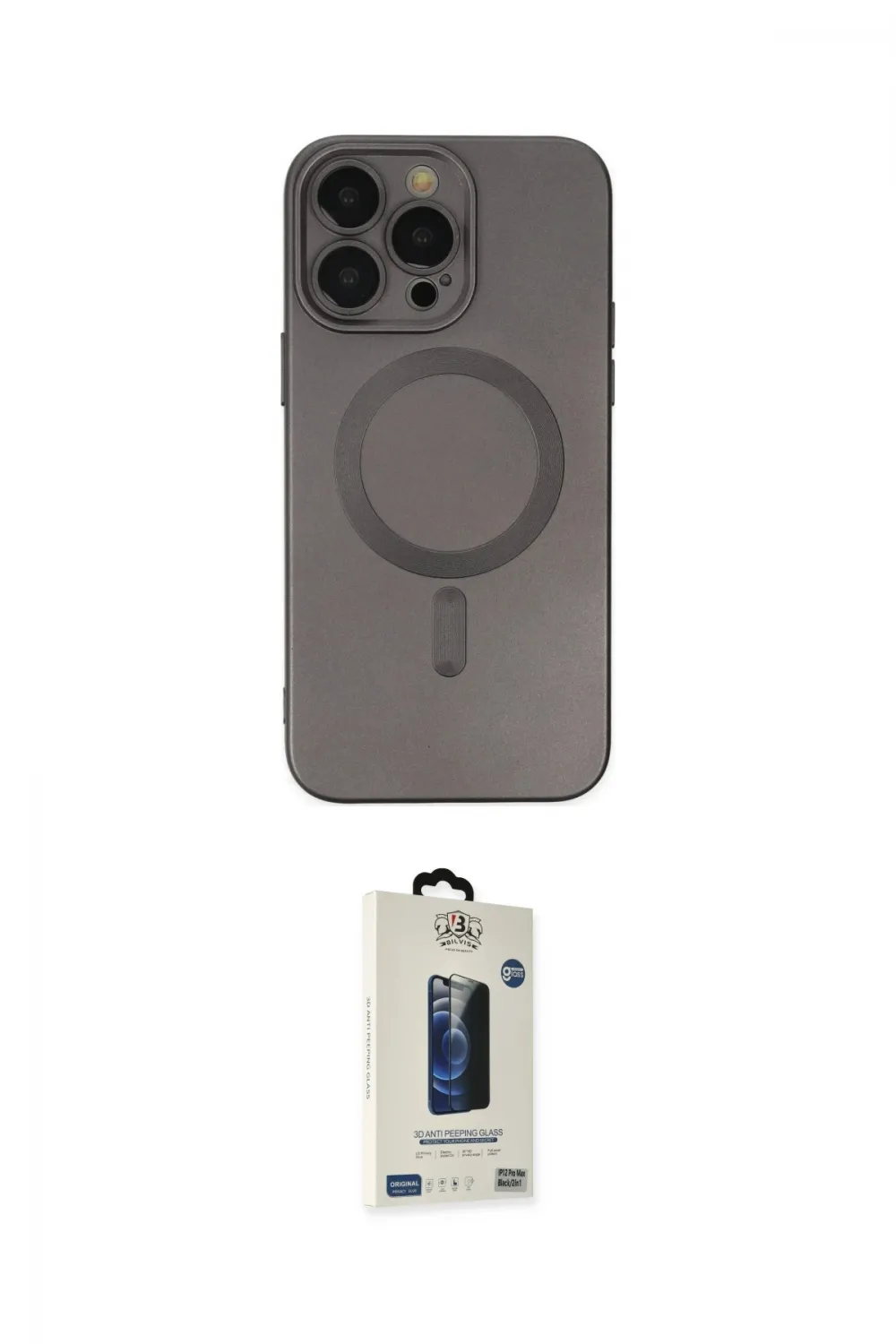 ieg™ iPhone 13 Pro Max Kılıf Akış Minimal Özel Seri - Siyah Bilvis Hayalet Cam Ekran Koruyucu