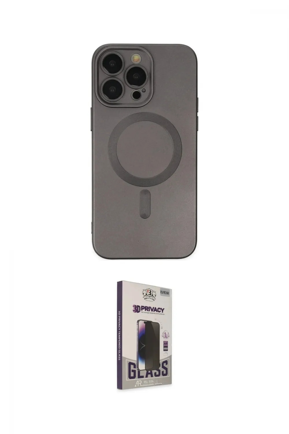 ieg™ iPhone 13 Pro Max Kılıf Akış Minimal Özel Seri - Siyah Bilvis Hayalet Cam Ekran Koruyucu