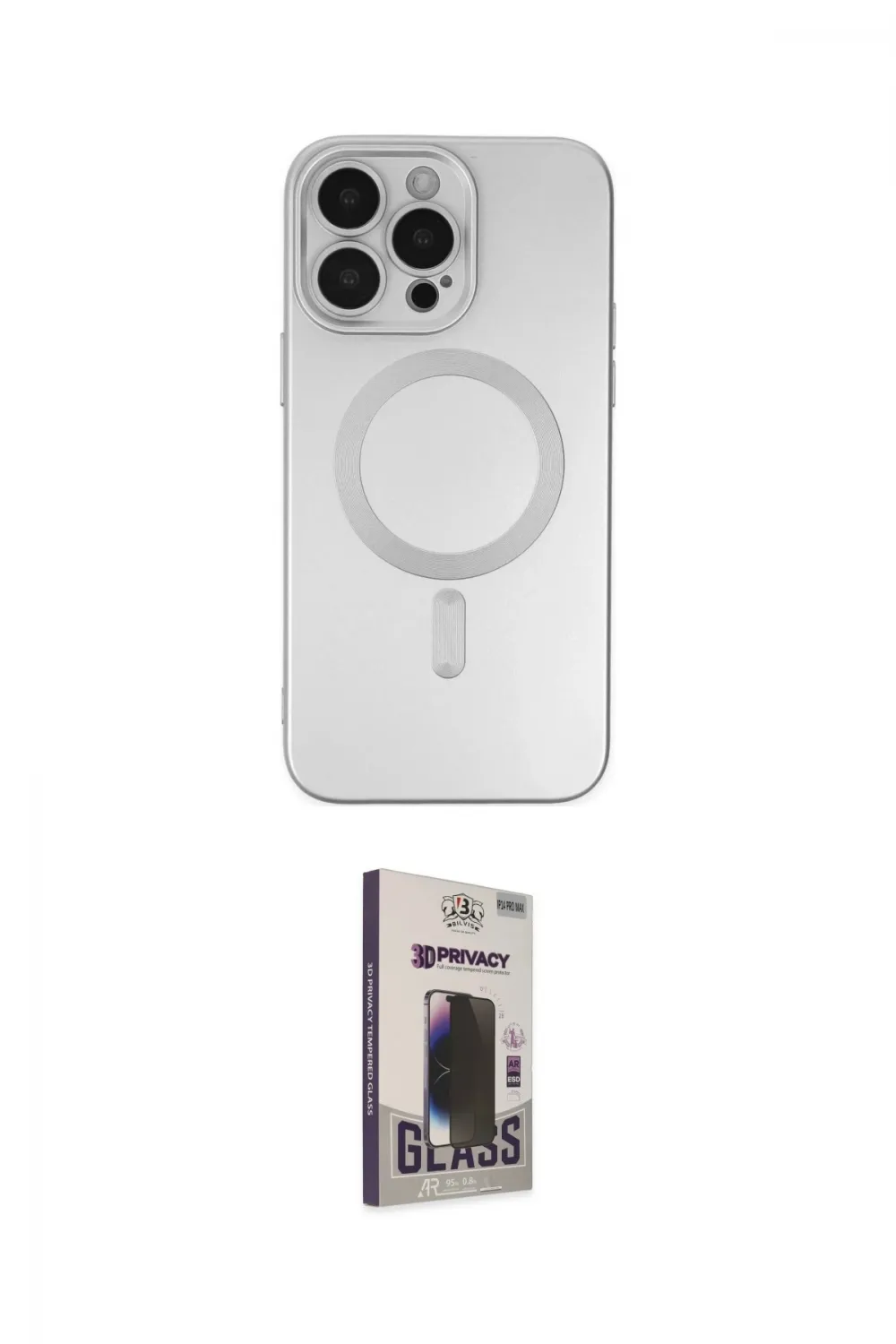 ieg™ iPhone 13 Pro Max Kılıf Akış Minimal Özel Seri - Siyah Bilvis Hayalet Cam Ekran Koruyucu