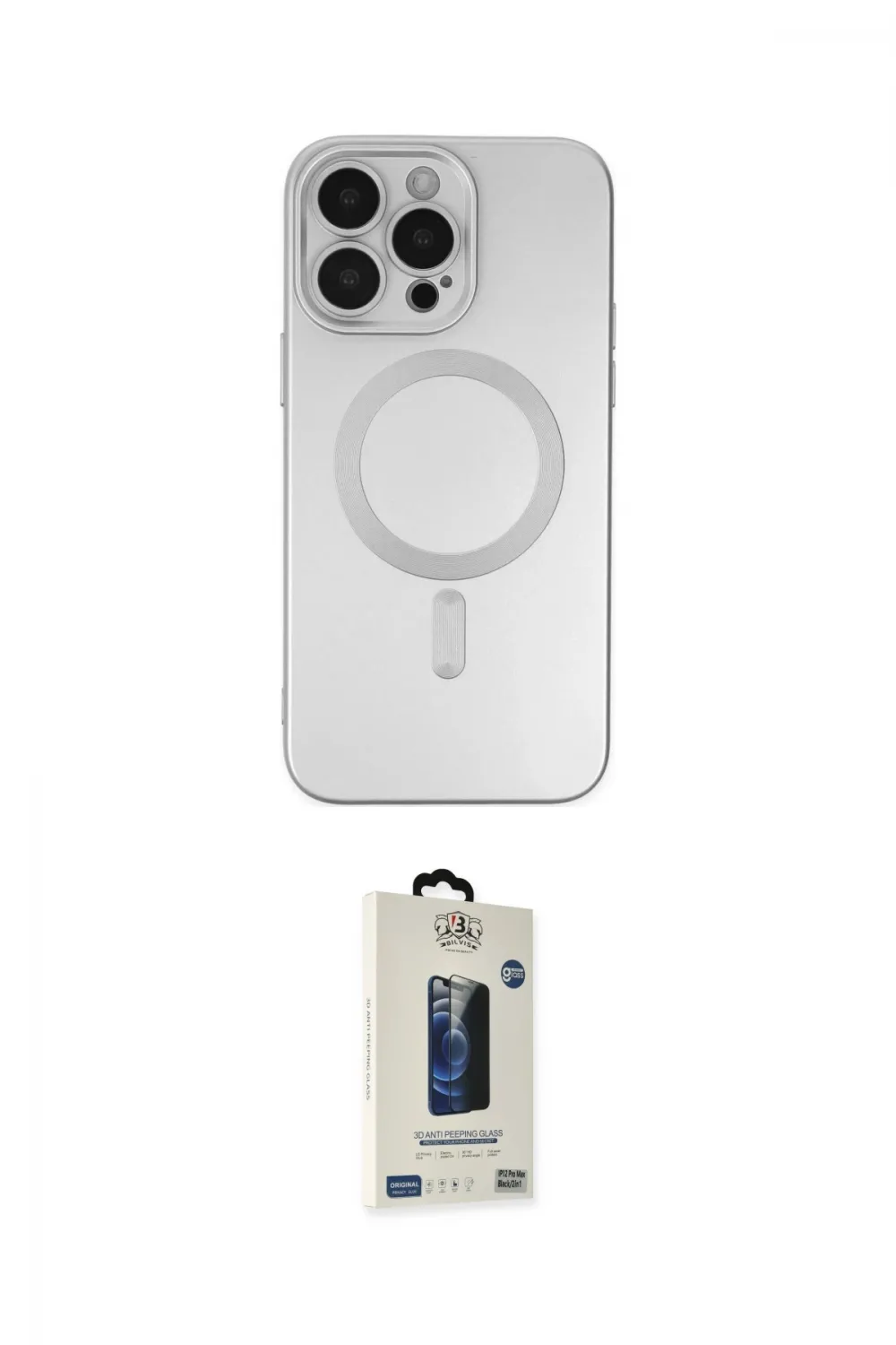 ieg™ iPhone 13 Pro Max Kılıf Akış Minimal Özel Seri - Siyah Bilvis Hayalet Cam Ekran Koruyucu