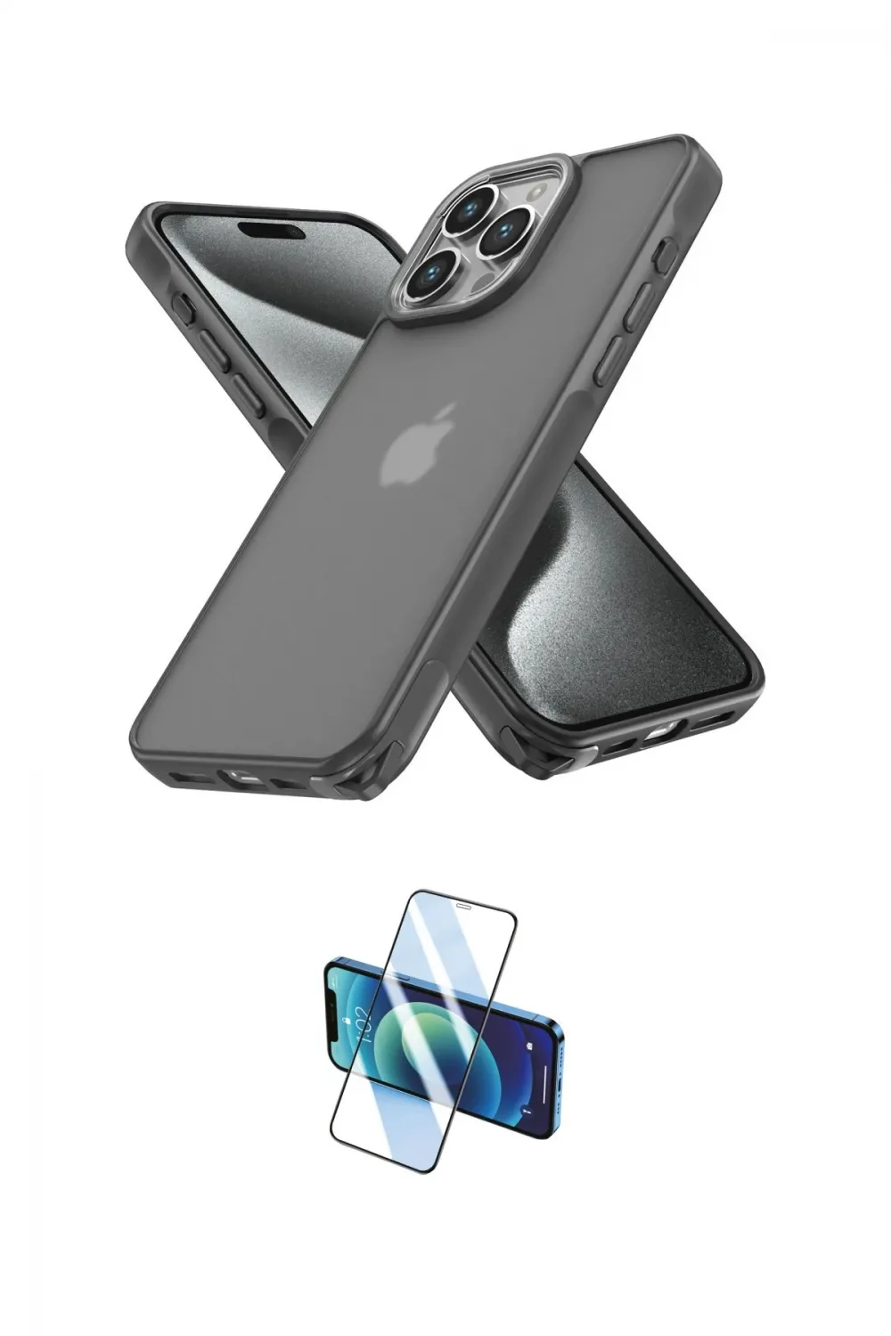 ieg™ iPhone 13 Pro Max Kılıf Atlas Form - Siyah 3D Antistatik Cam Ekran Koruyucu