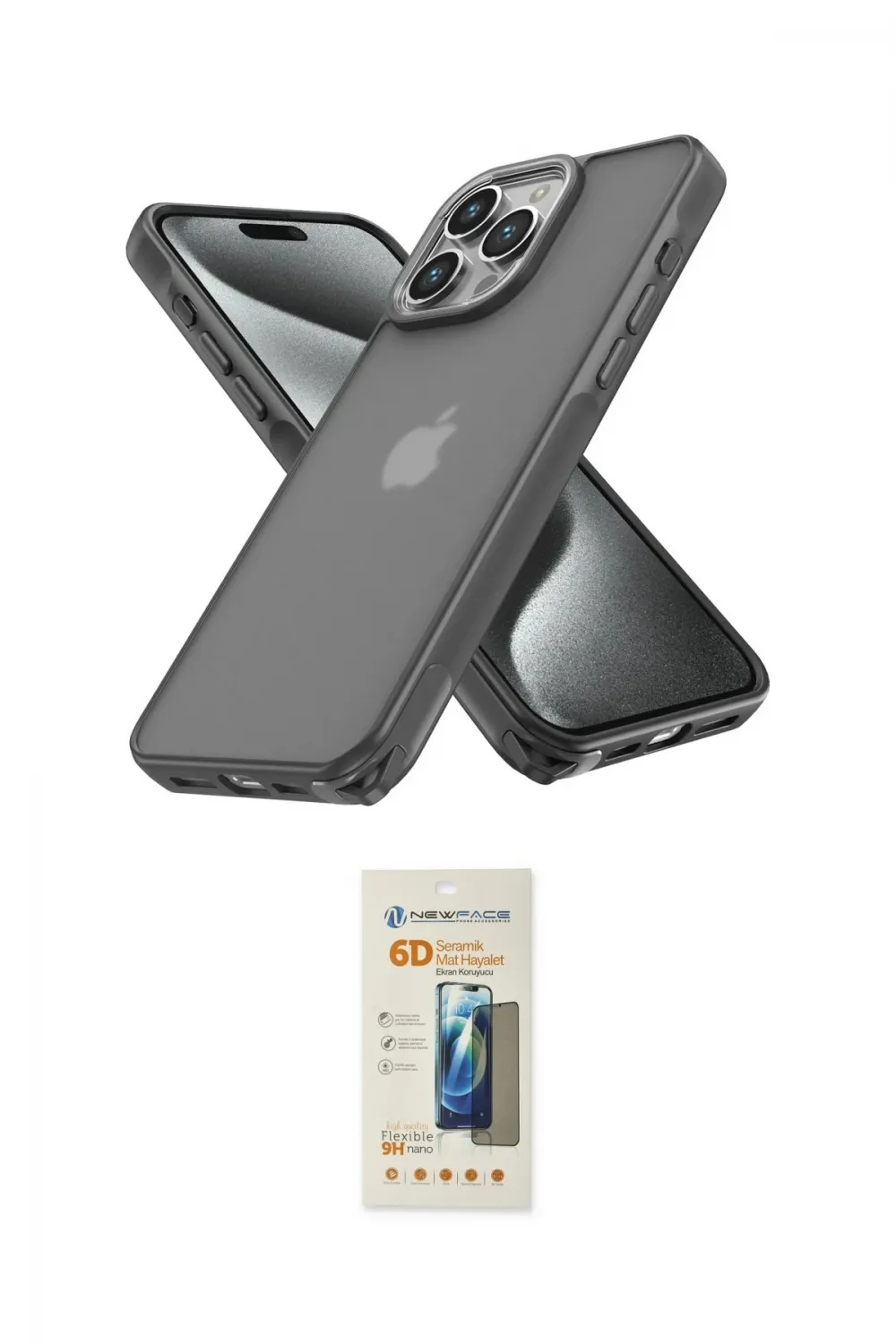 ieg™ iPhone 13 Pro Max Kılıf Atlas Form - Siyah 6D Mat Seramik Hayalet Nano Ekran Koruyucu