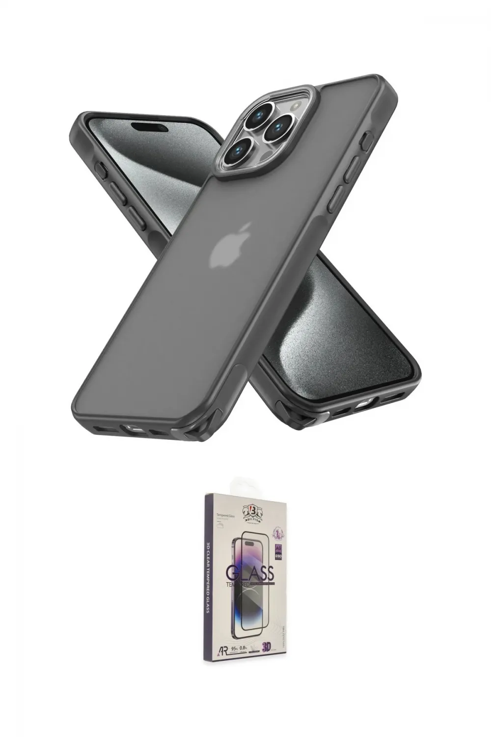 ieg™ iPhone 13 Pro Max Kılıf Atlas Form - Siyah Bilvis 3D Cam Ekran Koruyucu