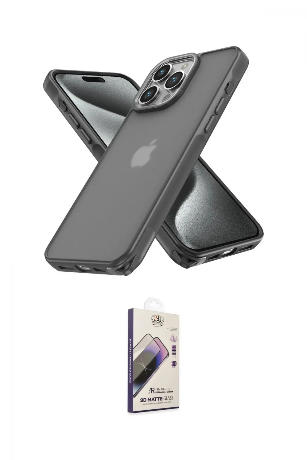 ieg™ iPhone 13 Pro Max Kılıf Atlas Form - Siyah Bilvis 3D Mat Cam Ekran Koruyucu
