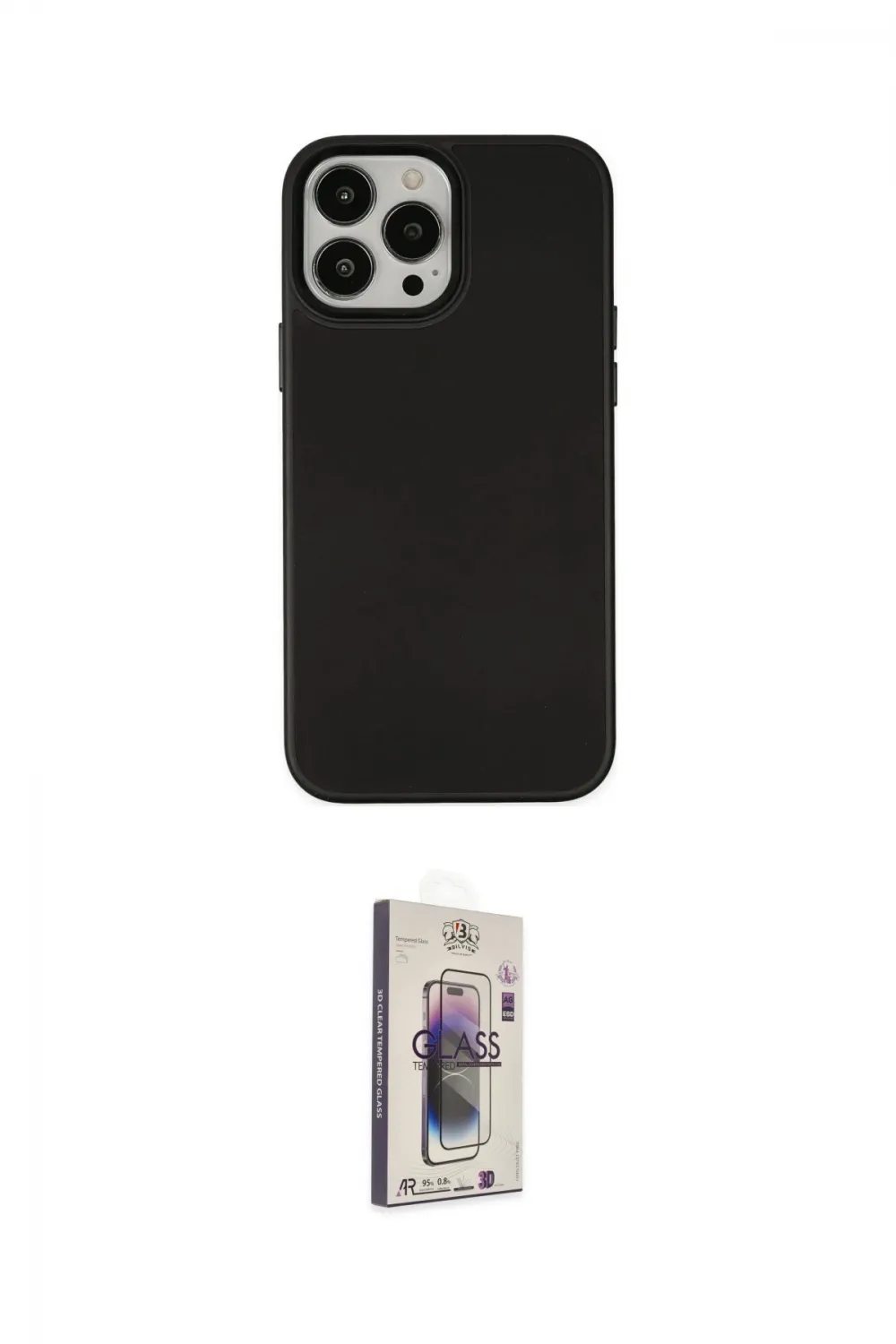 ieg™ iPhone 13 Pro Max Kılıf Çekirdek Çizgi - Siyah Bilvis 3D Cam Ekran Koruyucu