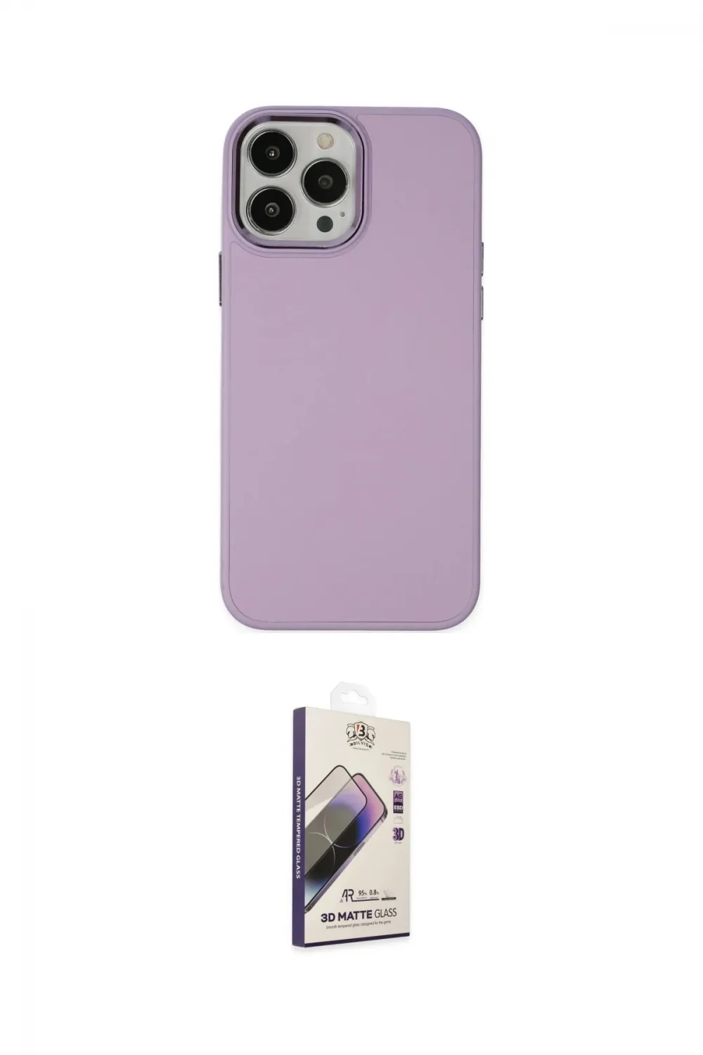 ieg™ iPhone 13 Pro Max Kılıf Çekirdek Çizgi - Siyah Bilvis 3D Mat Cam Ekran Koruyucu