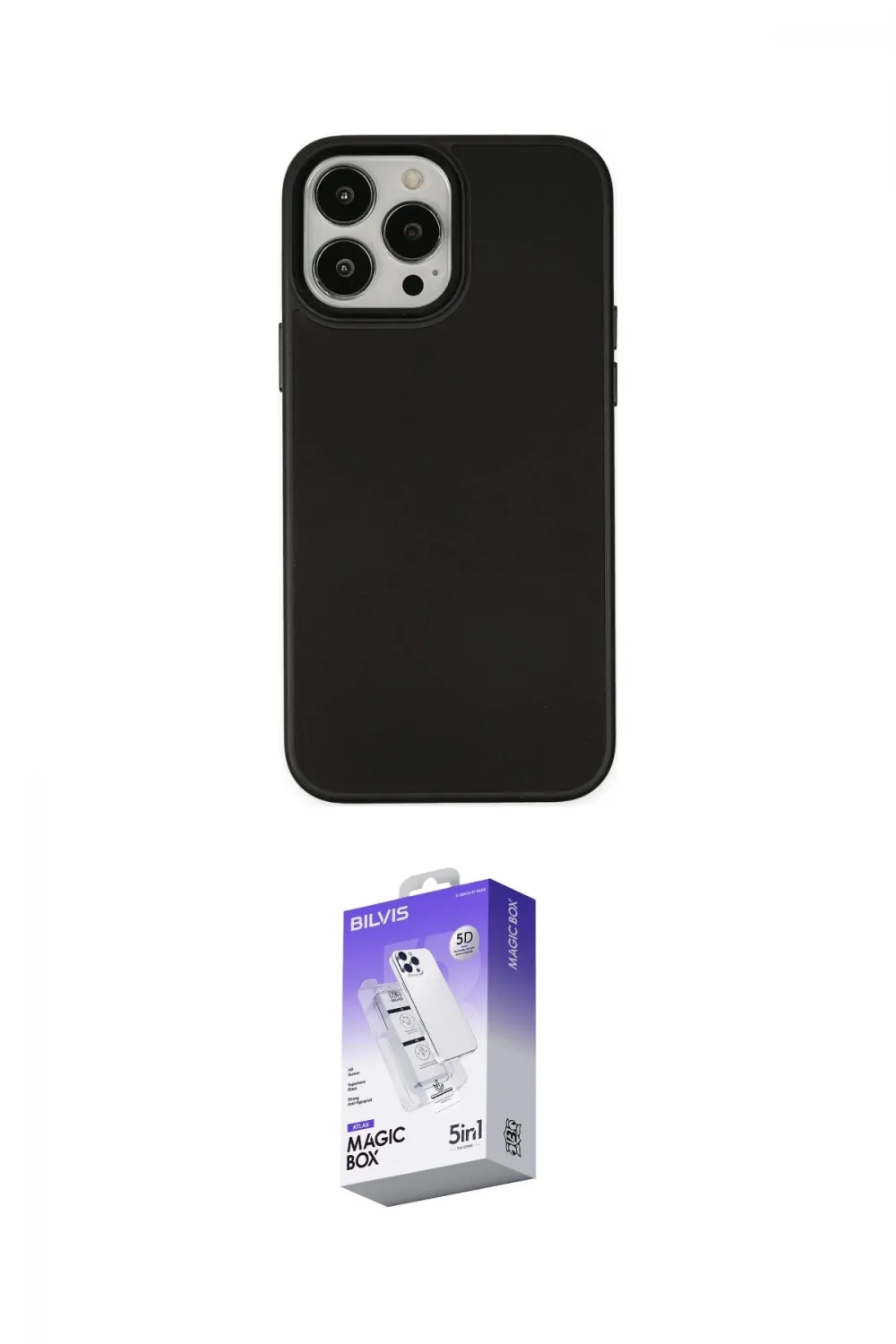 ieg™ iPhone 13 Pro Max Kılıf Çekirdek Çizgi - Siyah Bilvis 5in1 3D Magic Cam Ekran Koruyucu