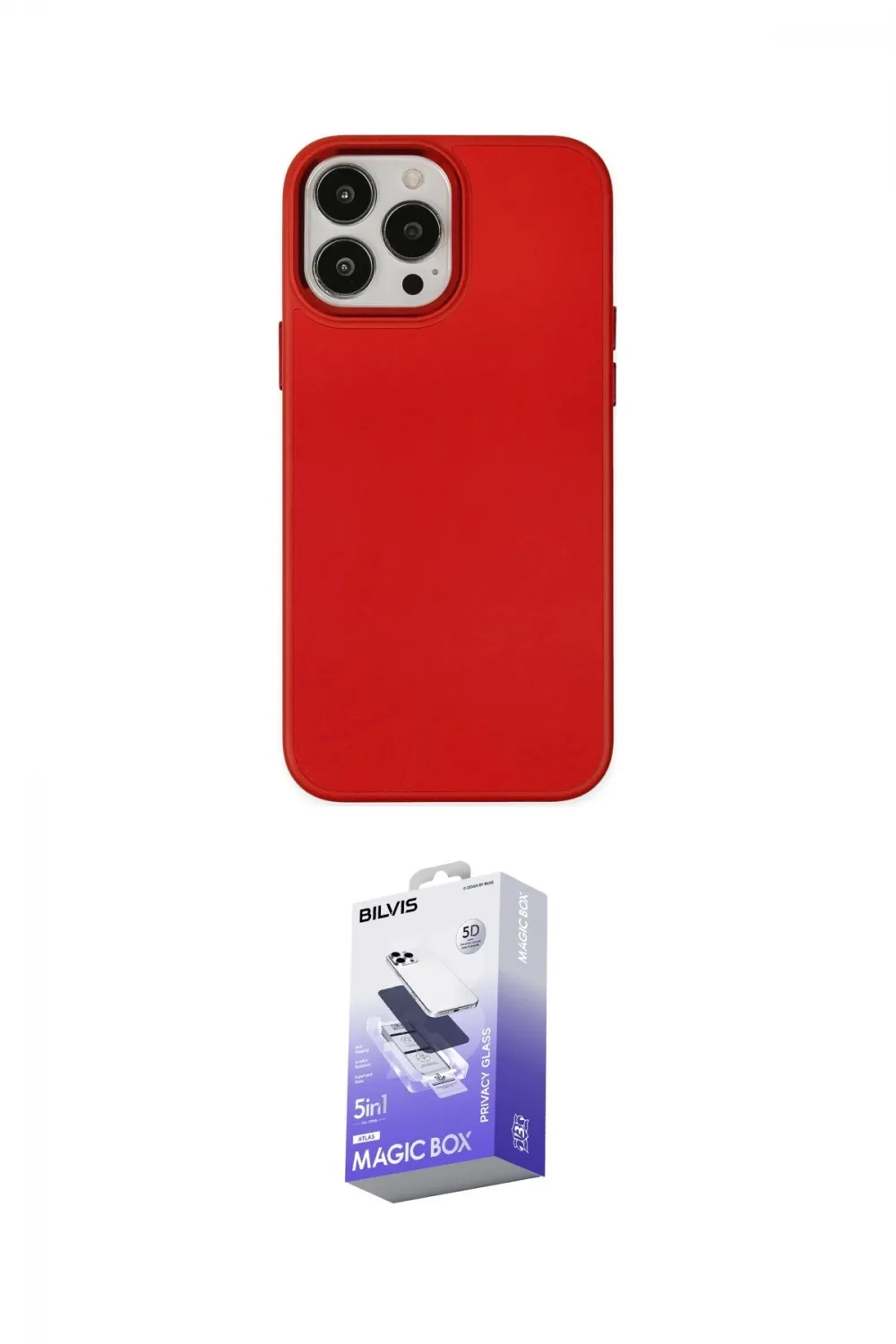 ieg™ iPhone 13 Pro Max Kılıf Çekirdek Çizgi - Siyah Bilvis 5in1 5D Magic Hayalet Cam Ekran Koruyucu