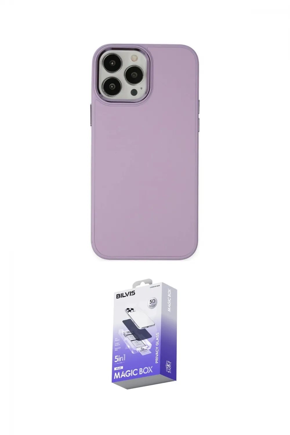 ieg™ iPhone 13 Pro Max Kılıf Çekirdek Çizgi - Siyah Bilvis 5in1 5D Magic Hayalet Cam Ekran Koruyucu