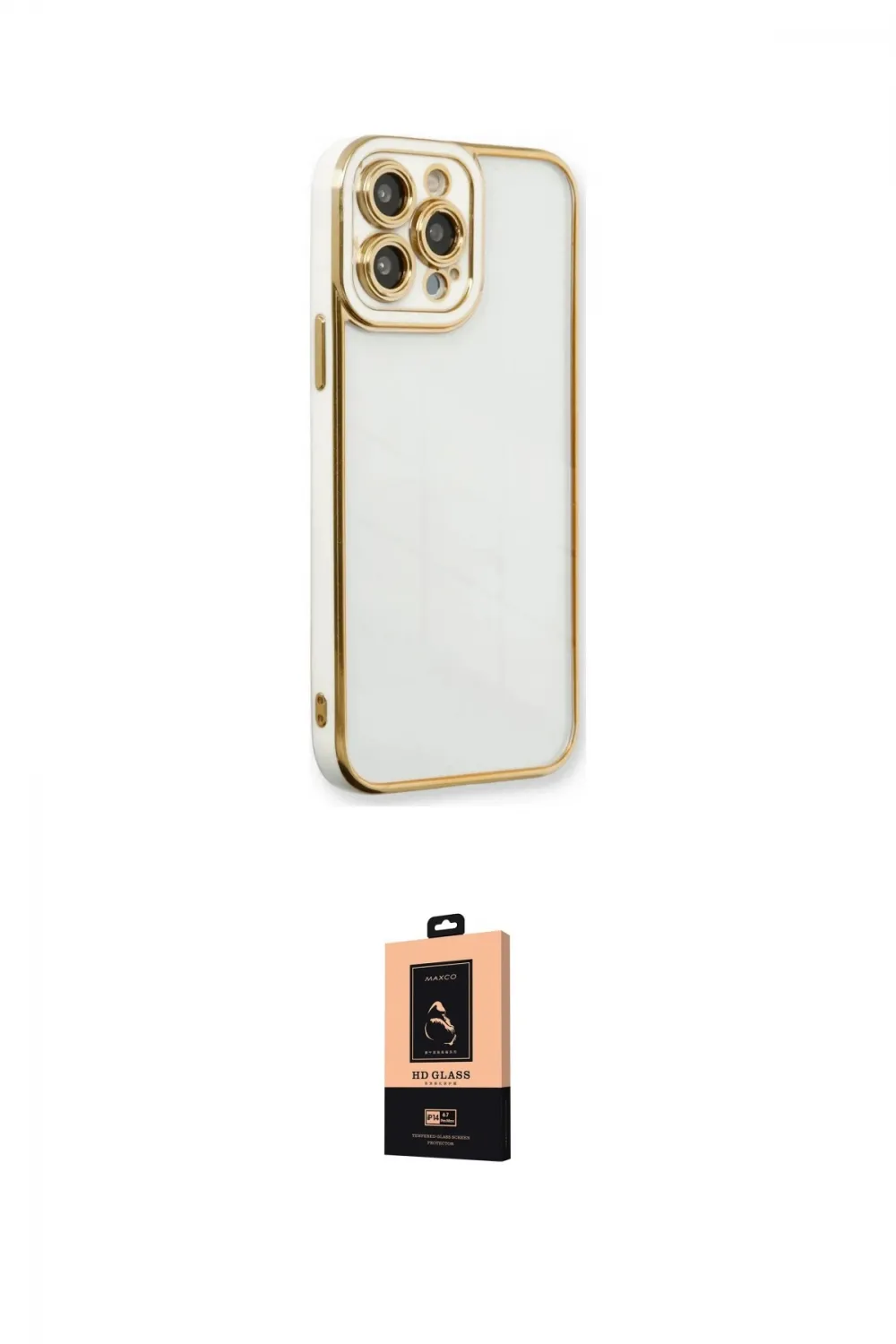 ieg™ iPhone 13 Pro Max Kılıf Çekirdek Klasik Serisi - Şeffaf Maxco Cam Ekran Koruyucu