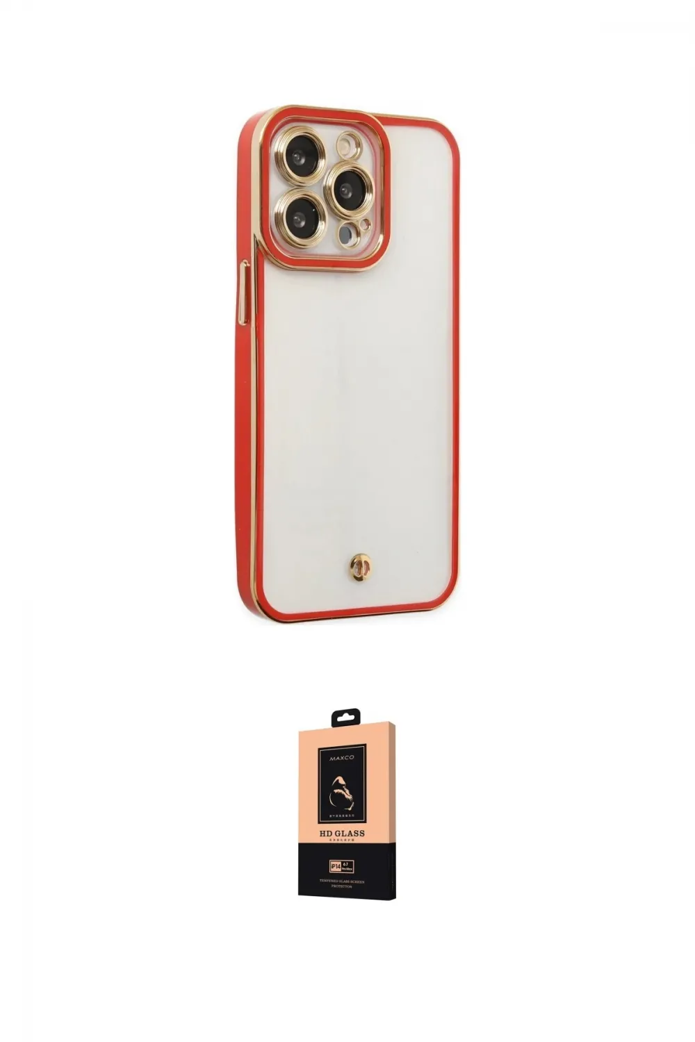ieg™ iPhone 13 Pro Max Kılıf Çekirdek Klasik Serisi - Şeffaf Maxco Cam Ekran Koruyucu