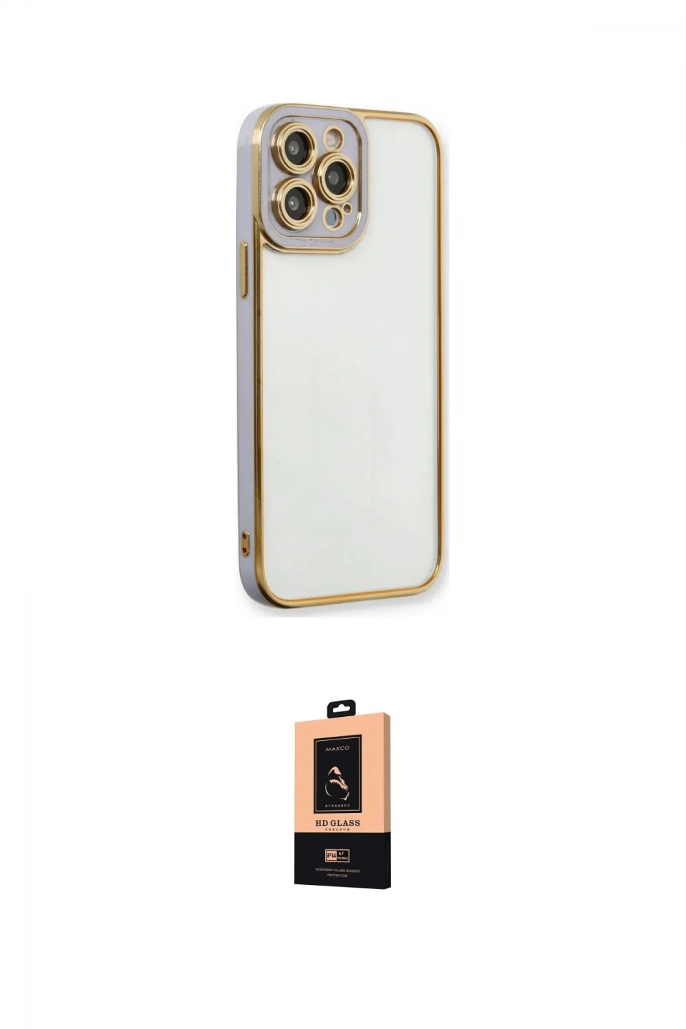 ieg™ iPhone 13 Pro Max Kılıf Çekirdek Klasik Serisi - Şeffaf Maxco Cam Ekran Koruyucu