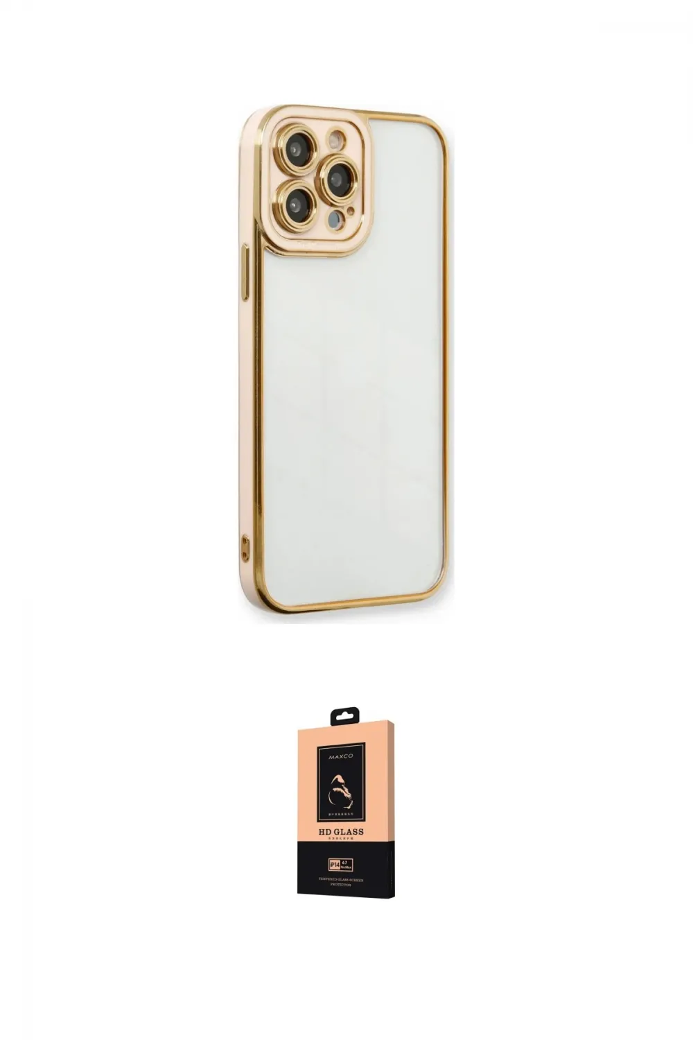 ieg™ iPhone 13 Pro Max Kılıf Çekirdek Klasik Serisi - Şeffaf Maxco Cam Ekran Koruyucu
