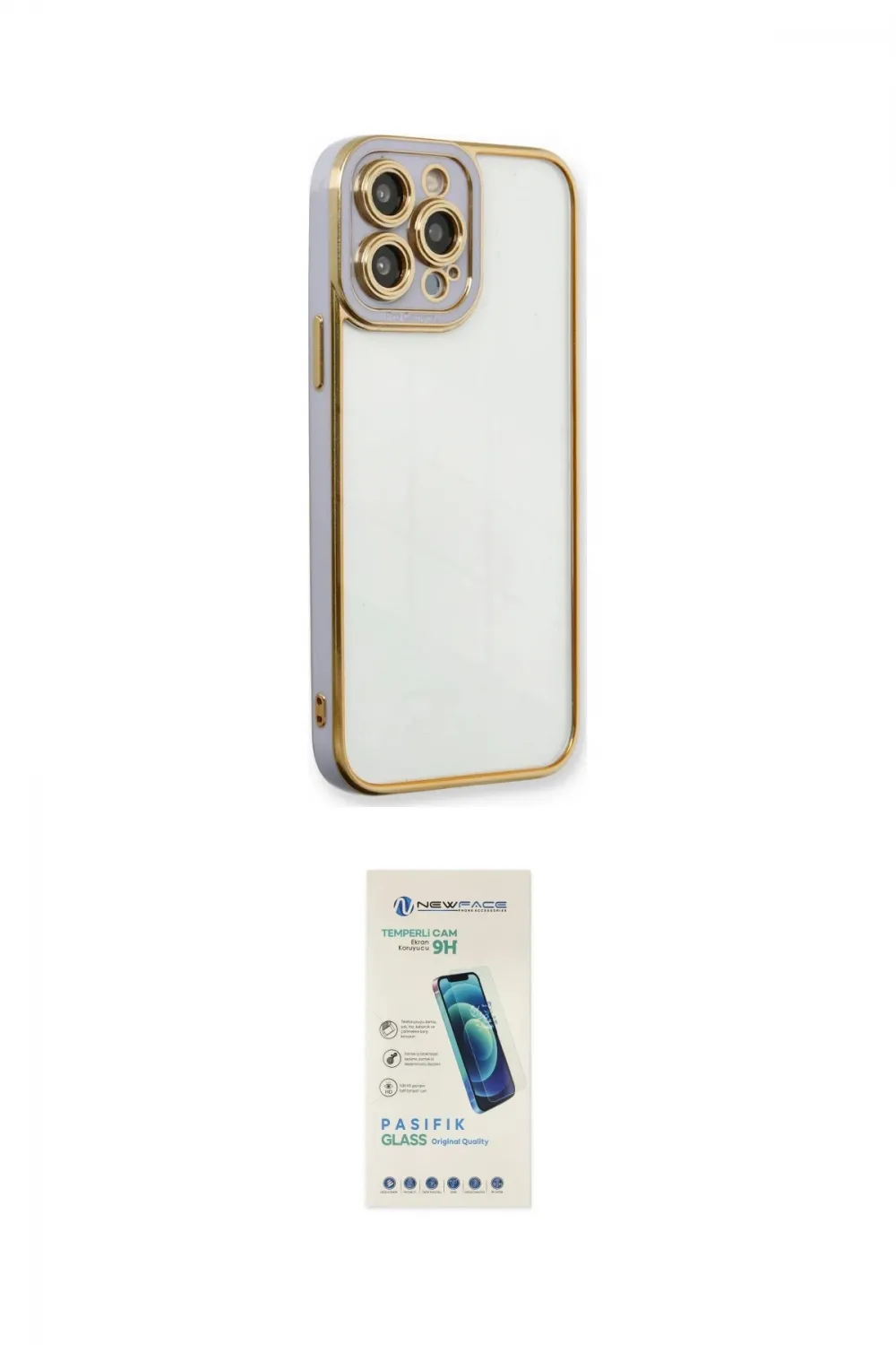 ieg™ iPhone 13 Pro Max Kılıf Çekirdek Klasik Serisi - Şeffaf Pasifik Cam Ekran Koruyucu