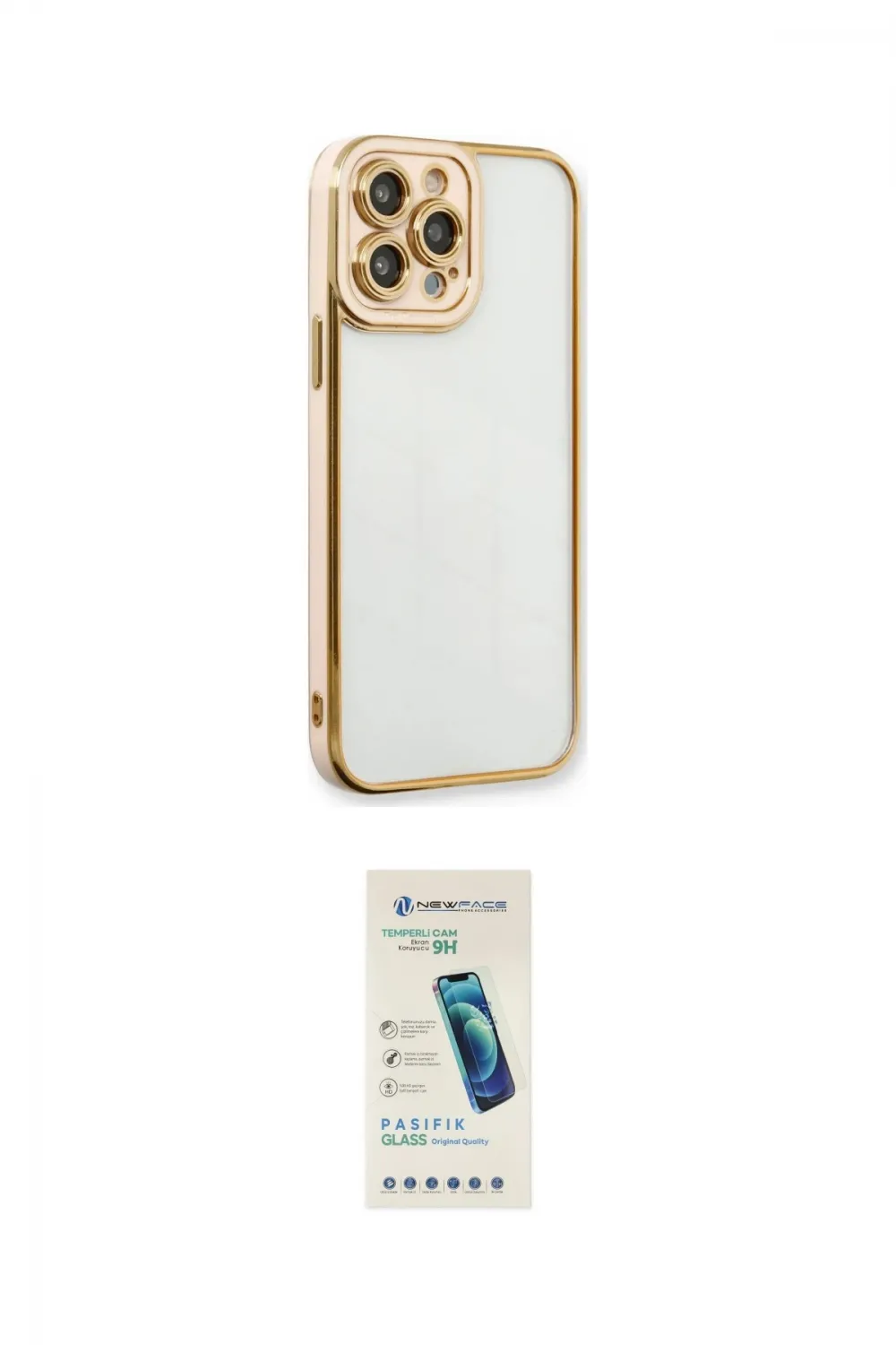 ieg™ iPhone 13 Pro Max Kılıf Çekirdek Klasik Serisi - Şeffaf Pasifik Cam Ekran Koruyucu