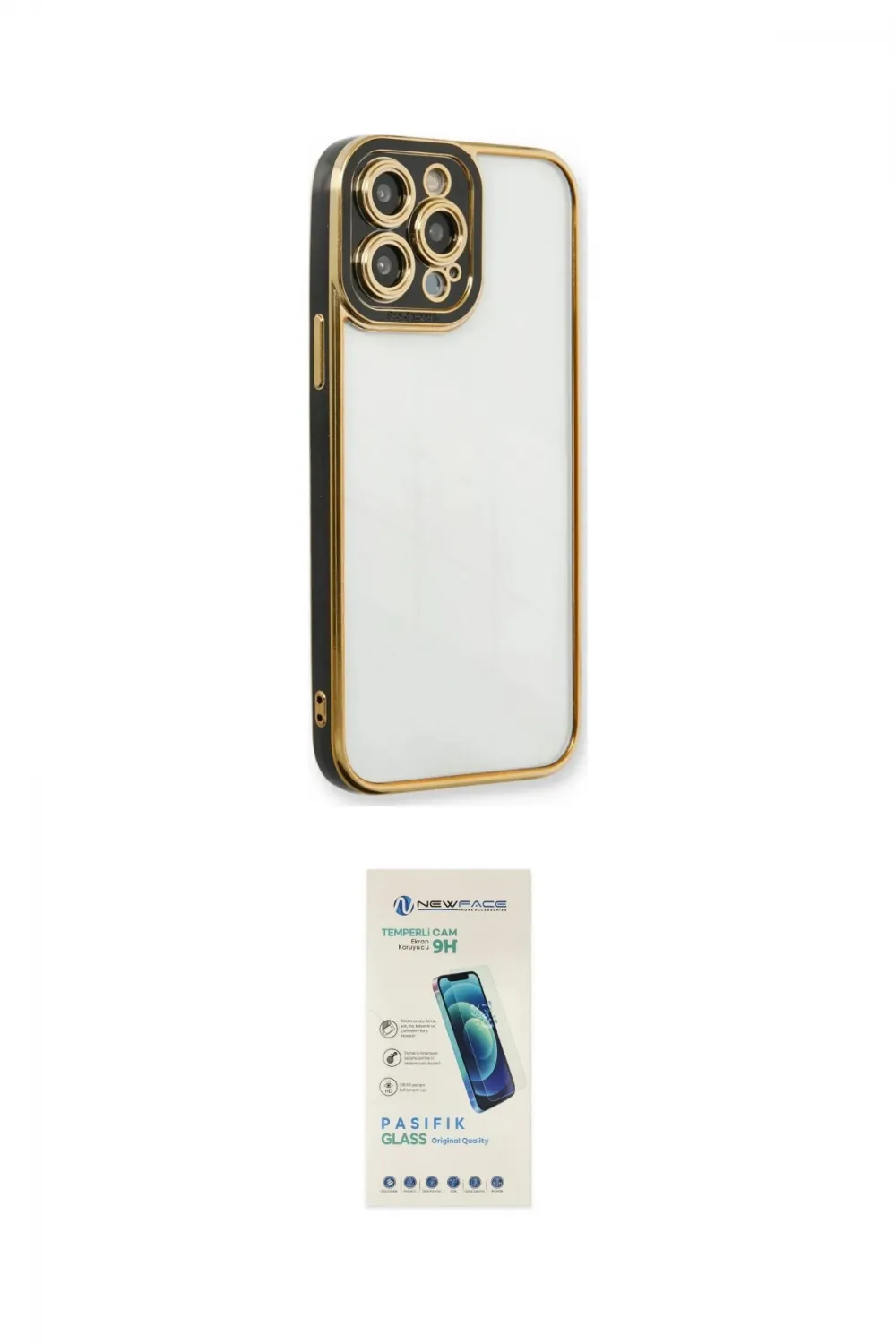 ieg™ iPhone 13 Pro Max Kılıf Çekirdek Klasik Serisi - Şeffaf Pasifik Cam Ekran Koruyucu