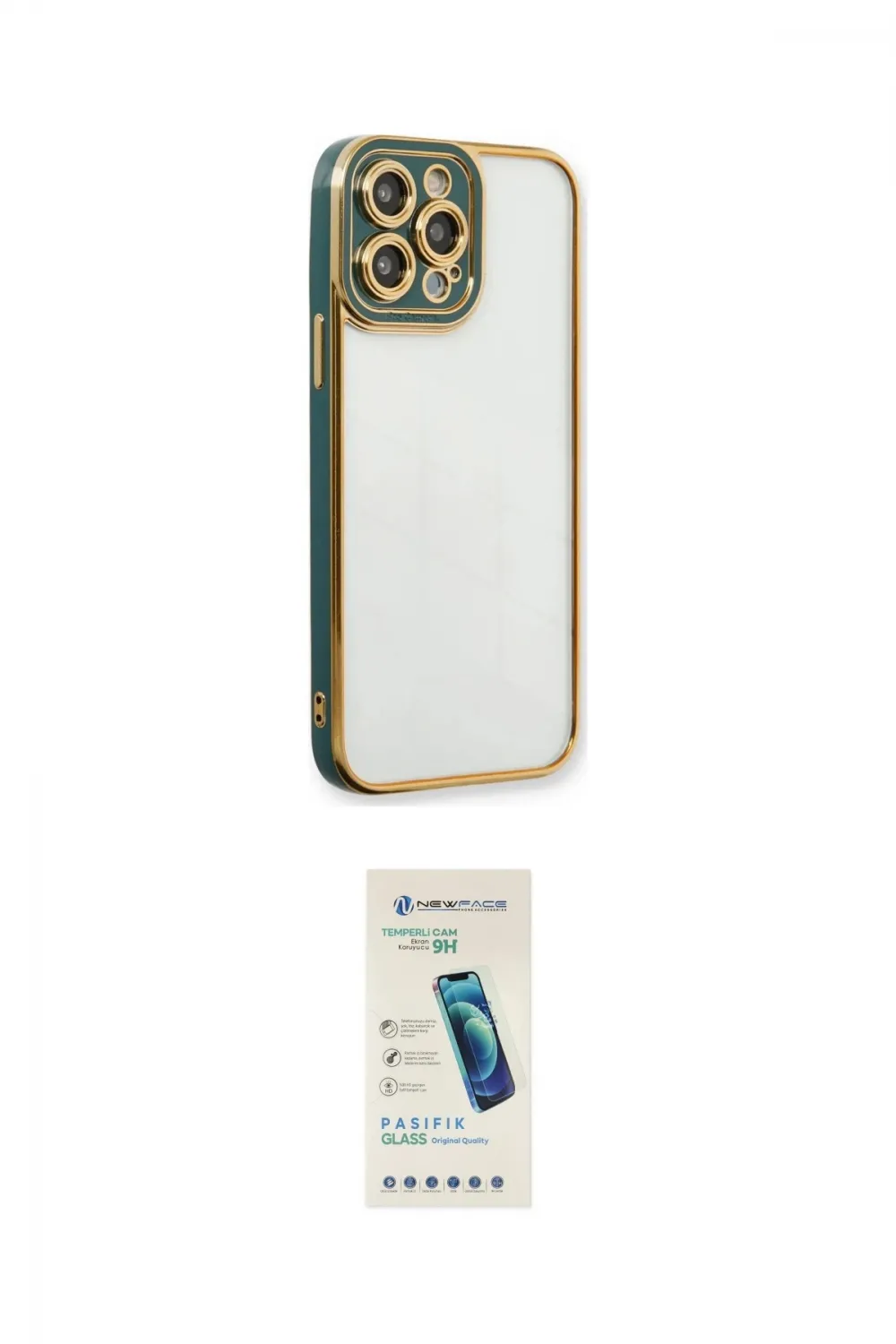 ieg™ iPhone 13 Pro Max Kılıf Çekirdek Klasik Serisi - Şeffaf Pasifik Cam Ekran Koruyucu
