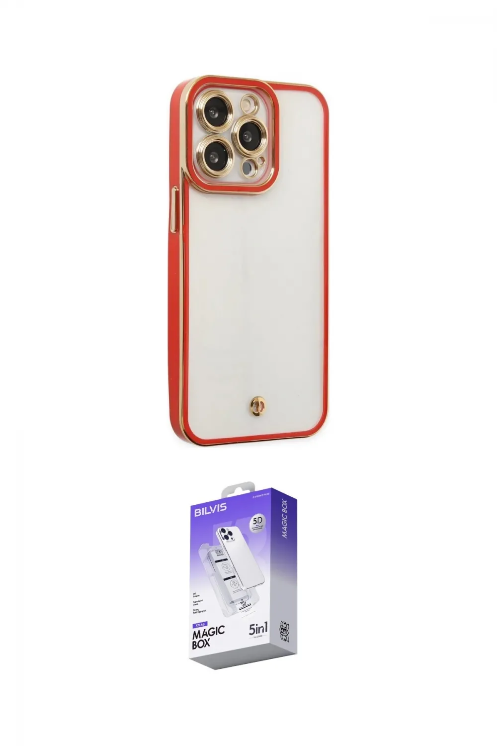 ieg™ iPhone 13 Pro Max Kılıf Çekirdek Klasik Serisi - Siyah Bilvis 5in1 3D Magic Cam Ekran Koruyucu