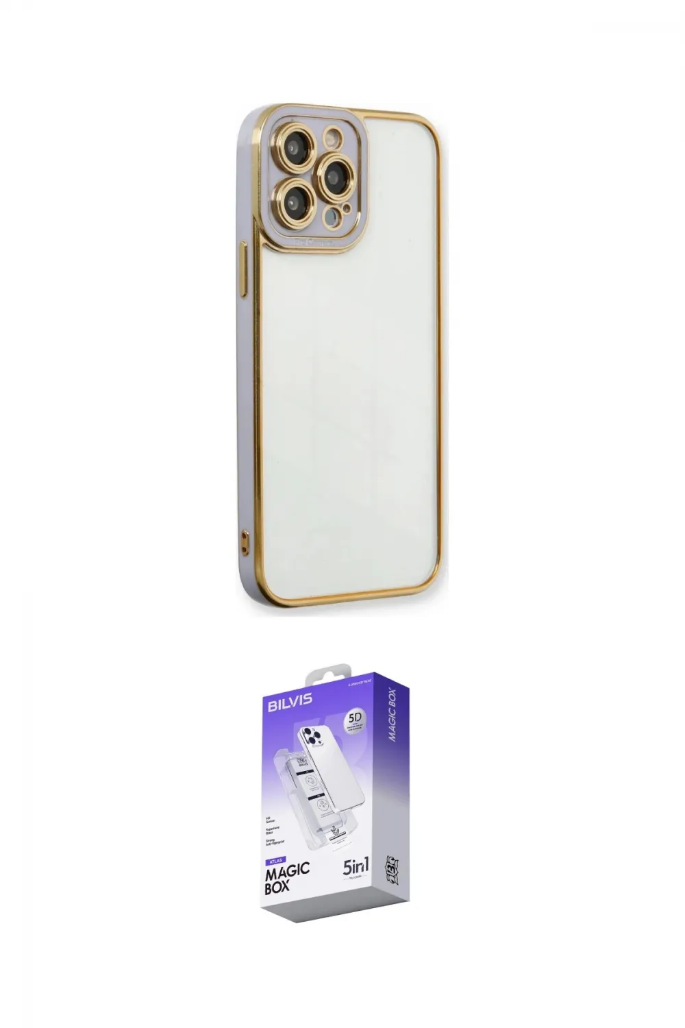 ieg™ iPhone 13 Pro Max Kılıf Çekirdek Klasik Serisi - Siyah Bilvis 5in1 3D Magic Cam Ekran Koruyucu