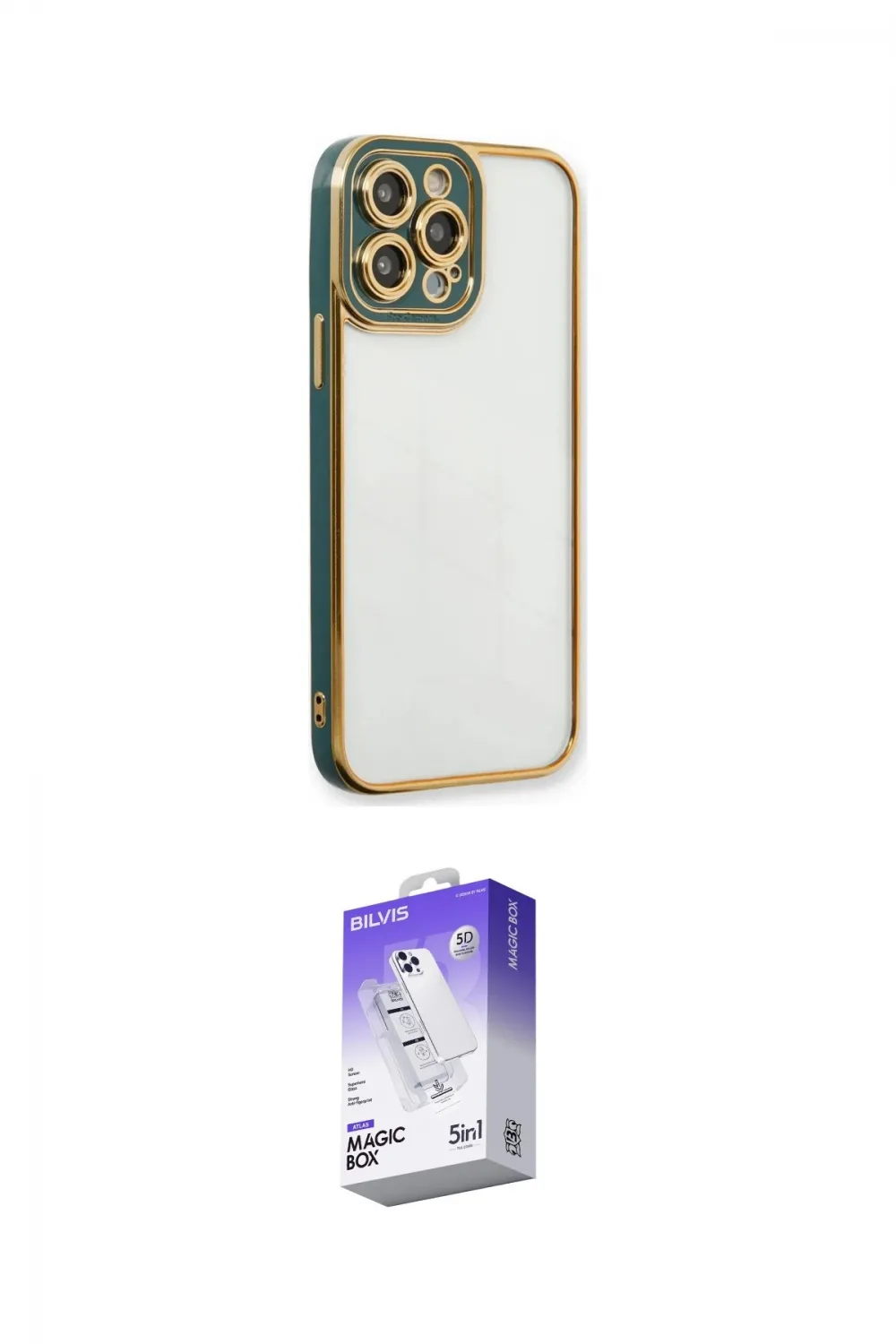 ieg™ iPhone 13 Pro Max Kılıf Çekirdek Klasik Serisi - Siyah Bilvis 5in1 3D Magic Cam Ekran Koruyucu