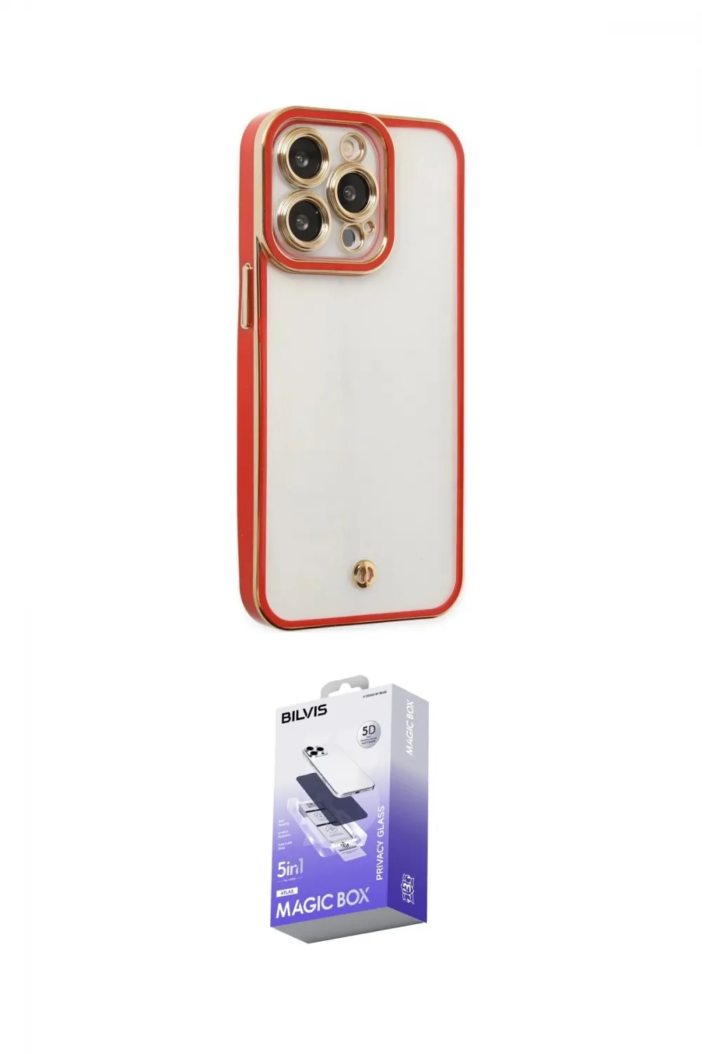 ieg™ iPhone 13 Pro Max Kılıf Çekirdek Klasik Serisi - Siyah Bilvis 5in1 5D Magic Hayalet Cam Ekran Koruyucu