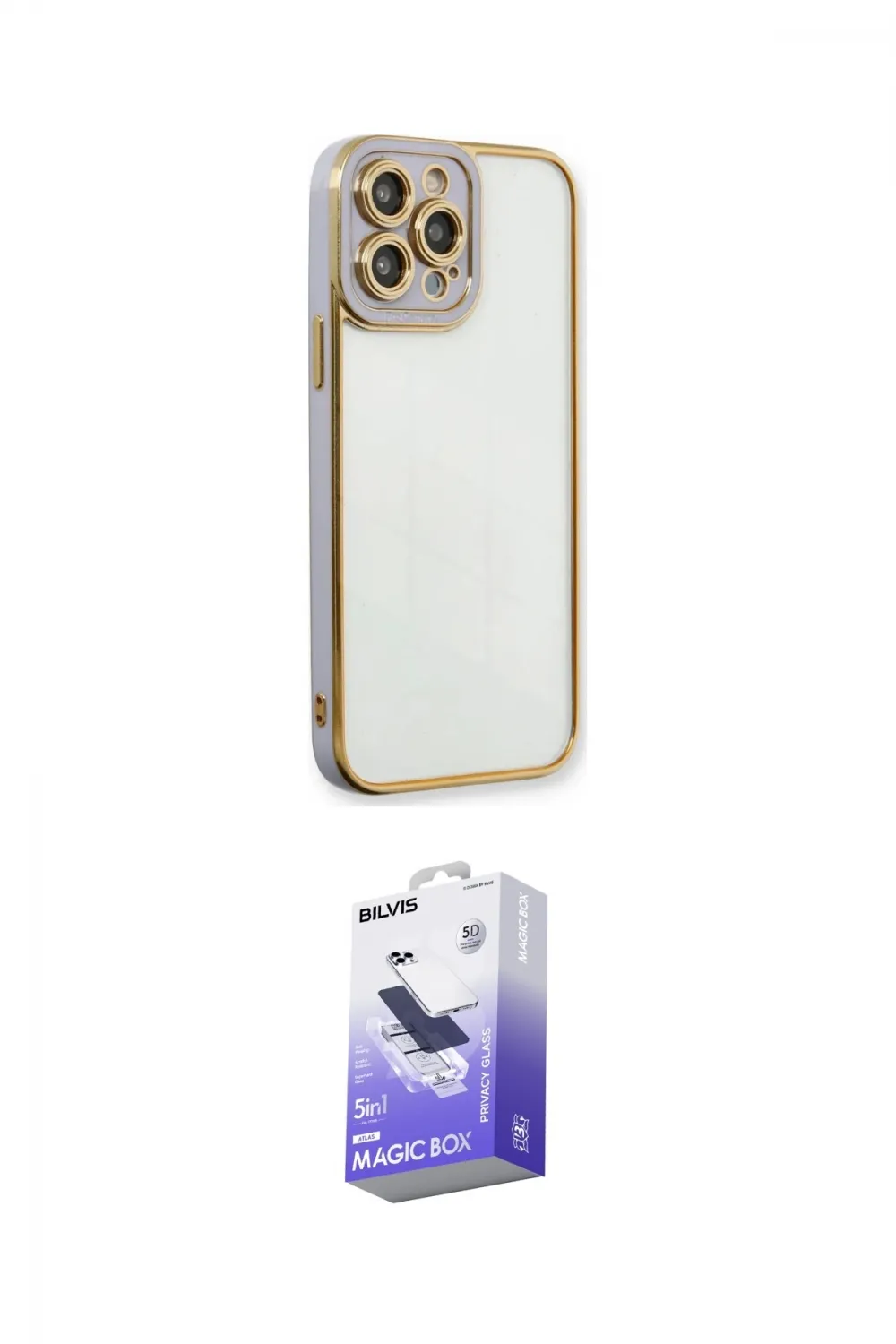ieg™ iPhone 13 Pro Max Kılıf Çekirdek Klasik Serisi - Siyah Bilvis 5in1 5D Magic Hayalet Cam Ekran Koruyucu