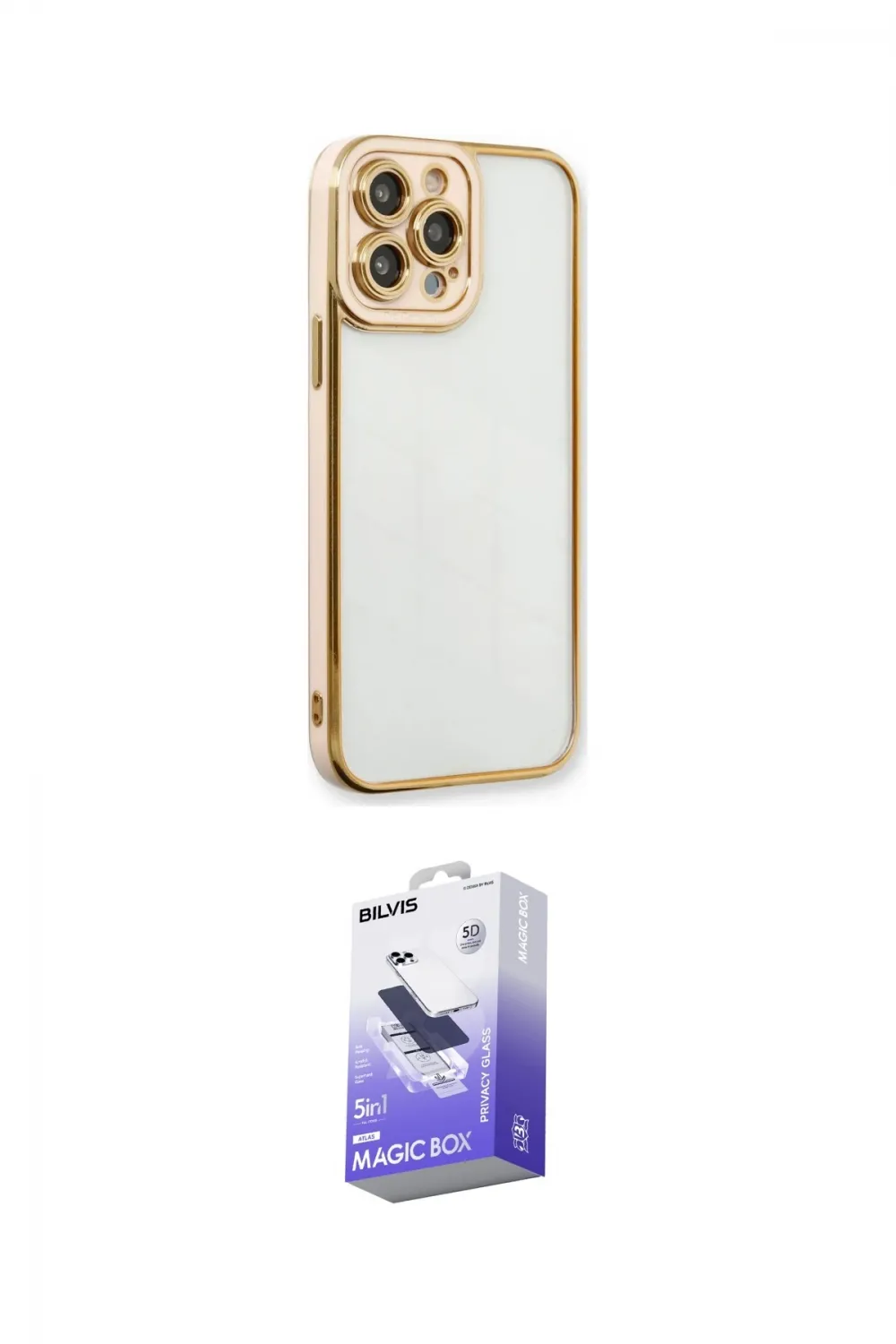 ieg™ iPhone 13 Pro Max Kılıf Çekirdek Klasik Serisi - Siyah Bilvis 5in1 5D Magic Hayalet Cam Ekran Koruyucu