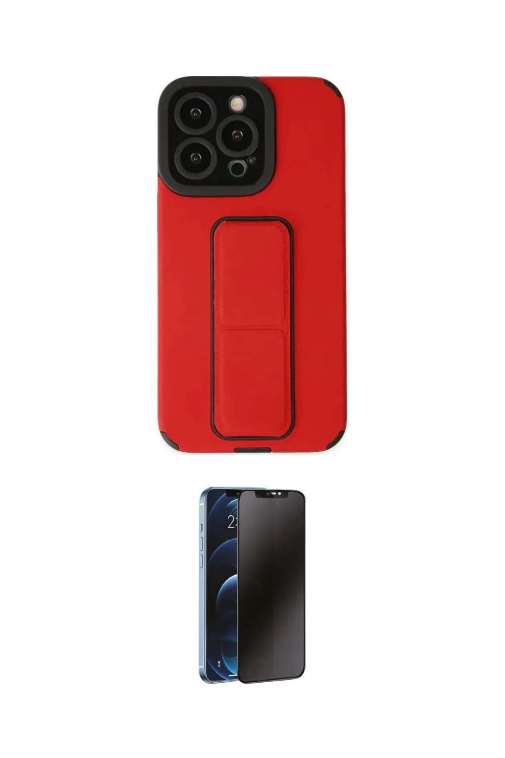 ieg™ iPhone 13 Pro Max Kılıf Çekirdek Yansıma - Siyah 3D Antistatik Hayalet Cam Ekran Koruyucu