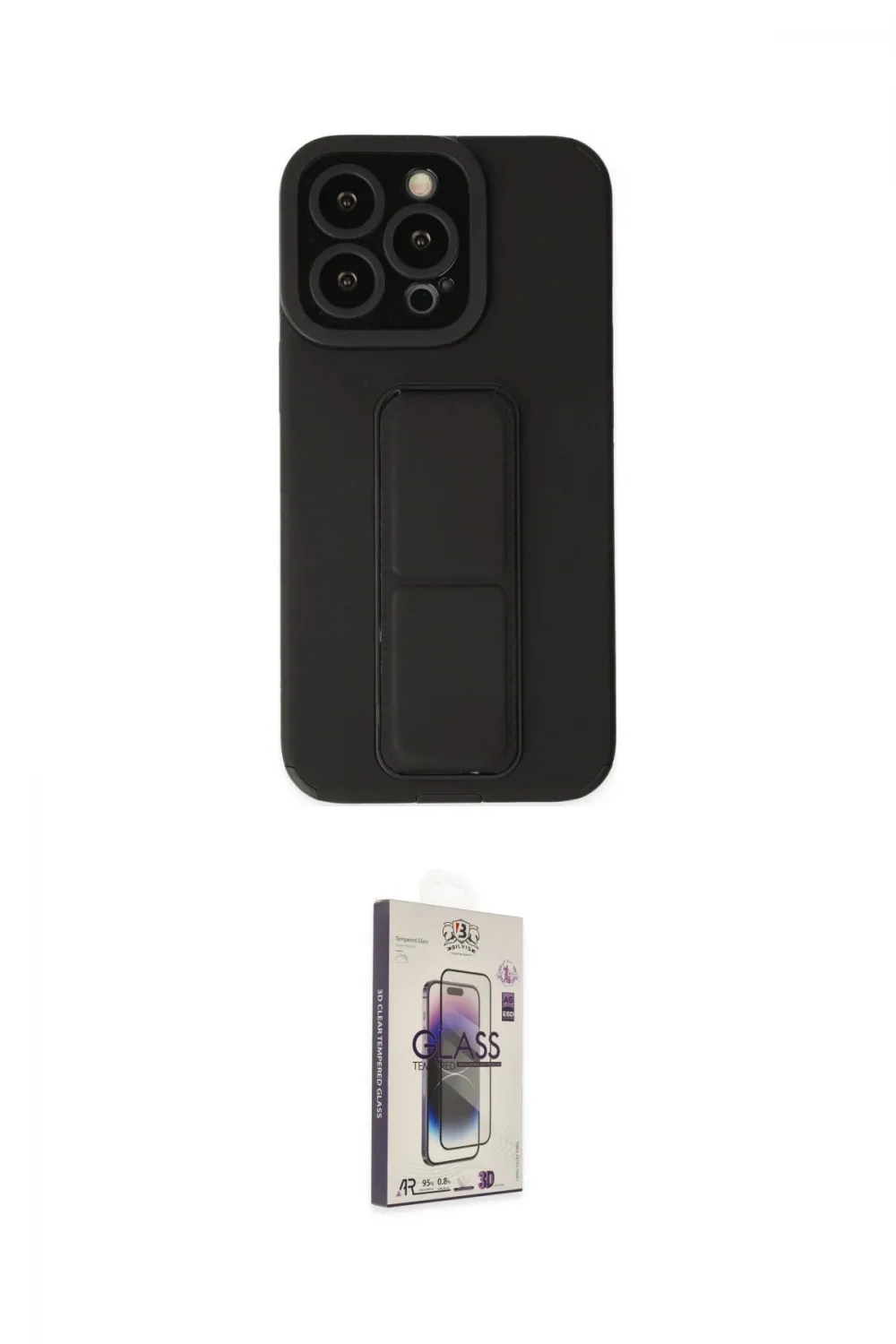 ieg™ iPhone 13 Pro Max Kılıf Çekirdek Yansıma - Siyah Bilvis 3D Cam Ekran Koruyucu