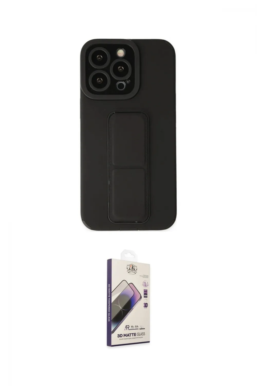 ieg™ iPhone 13 Pro Max Kılıf Çekirdek Yansıma - Siyah Bilvis 3D Mat Cam Ekran Koruyucu
