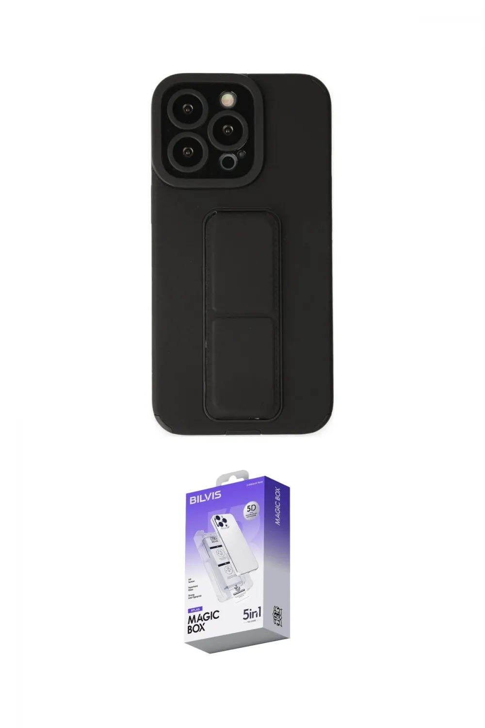 ieg™ iPhone 13 Pro Max Kılıf Çekirdek Yansıma - Siyah Bilvis 5in1 3D Magic Cam Ekran Koruyucu