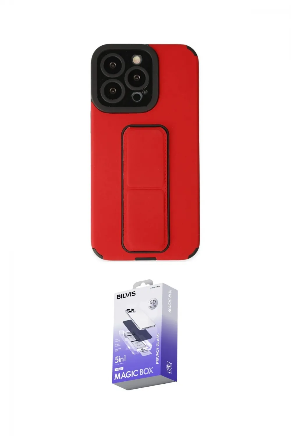 ieg™ iPhone 13 Pro Max Kılıf Çekirdek Yansıma - Siyah Bilvis 5in1 5D Magic Hayalet Cam Ekran Koruyucu