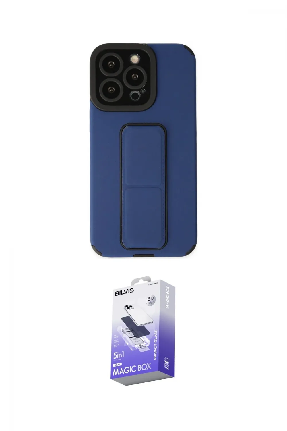 ieg™ iPhone 13 Pro Max Kılıf Çekirdek Yansıma - Siyah Bilvis 5in1 5D Magic Hayalet Cam Ekran Koruyucu