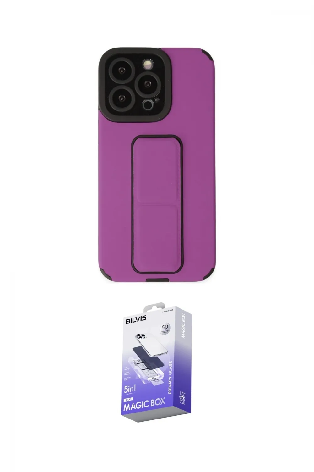 ieg™ iPhone 13 Pro Max Kılıf Çekirdek Yansıma - Siyah Bilvis 5in1 5D Magic Hayalet Cam Ekran Koruyucu