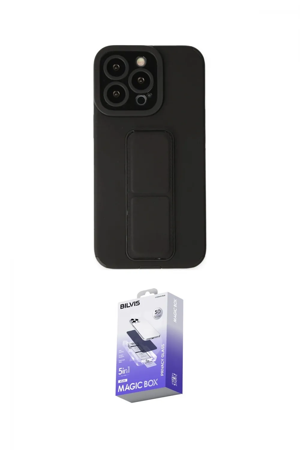ieg™ iPhone 13 Pro Max Kılıf Çekirdek Yansıma - Siyah Bilvis 5in1 5D Magic Hayalet Cam Ekran Koruyucu