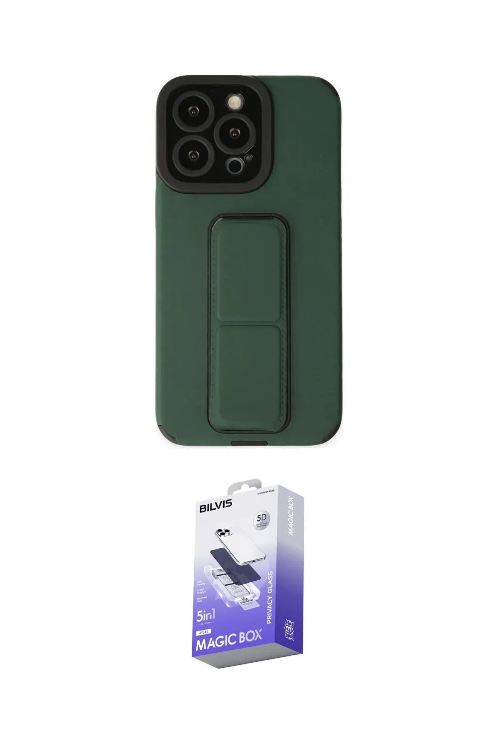 ieg™ iPhone 13 Pro Max Kılıf Çekirdek Yansıma - Siyah Bilvis 5in1 5D Magic Hayalet Cam Ekran Koruyucu