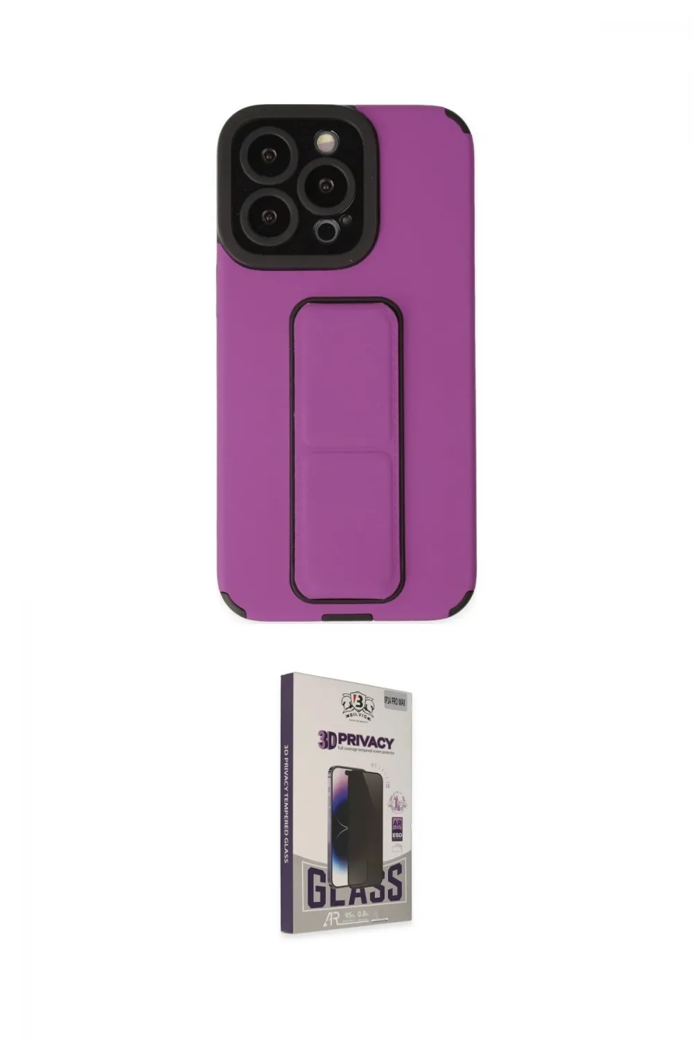 ieg™ iPhone 13 Pro Max Kılıf Çekirdek Yansıma - Siyah Bilvis Hayalet Cam Ekran Koruyucu