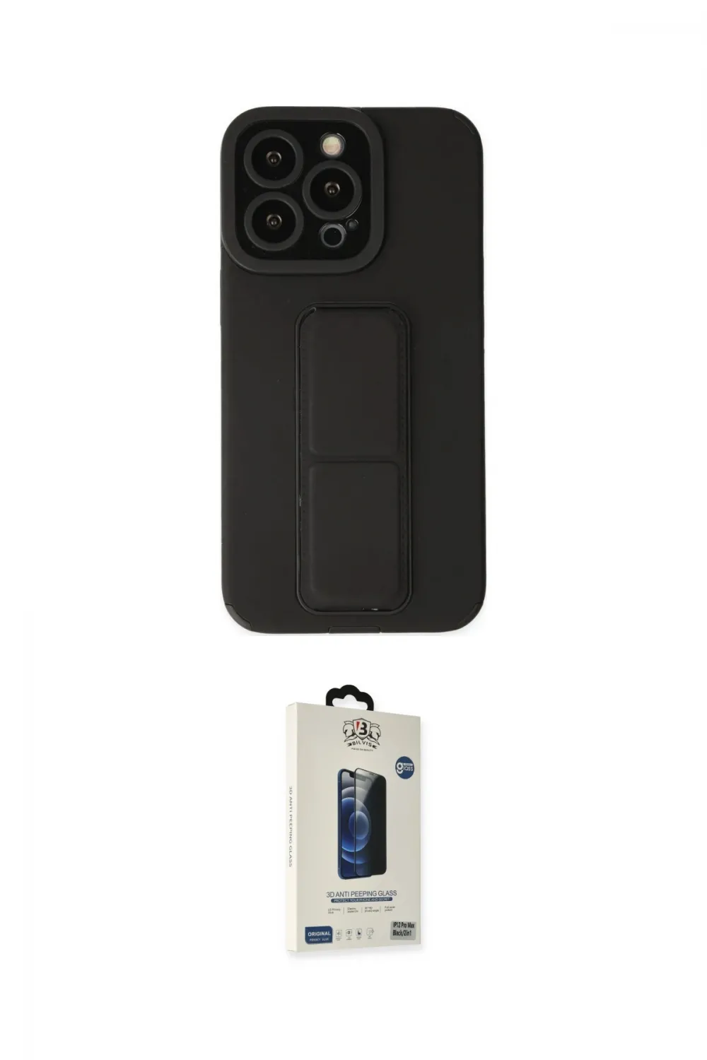 ieg™ iPhone 13 Pro Max Kılıf Çekirdek Yansıma - Siyah Bilvis Hayalet Cam Ekran Koruyucu
