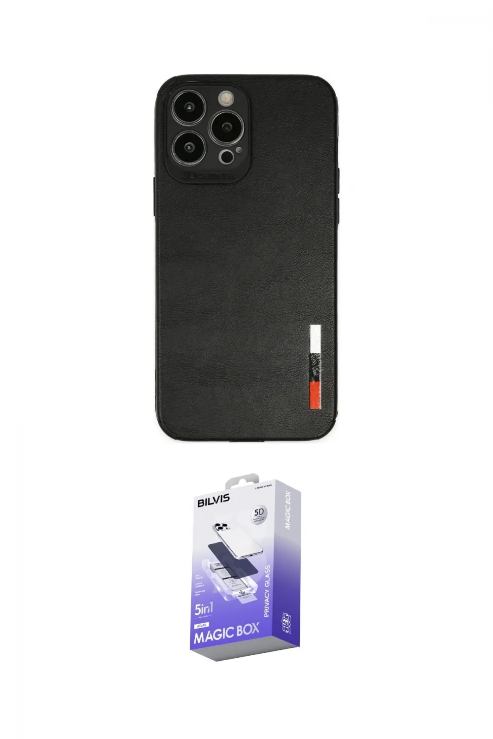 ieg™ iPhone 13 Pro Max Kılıf Doruk Asil Koleksiyonu - Siyah Bilvis 5in1 5D Magic Hayalet Cam Ekran Koruyucu