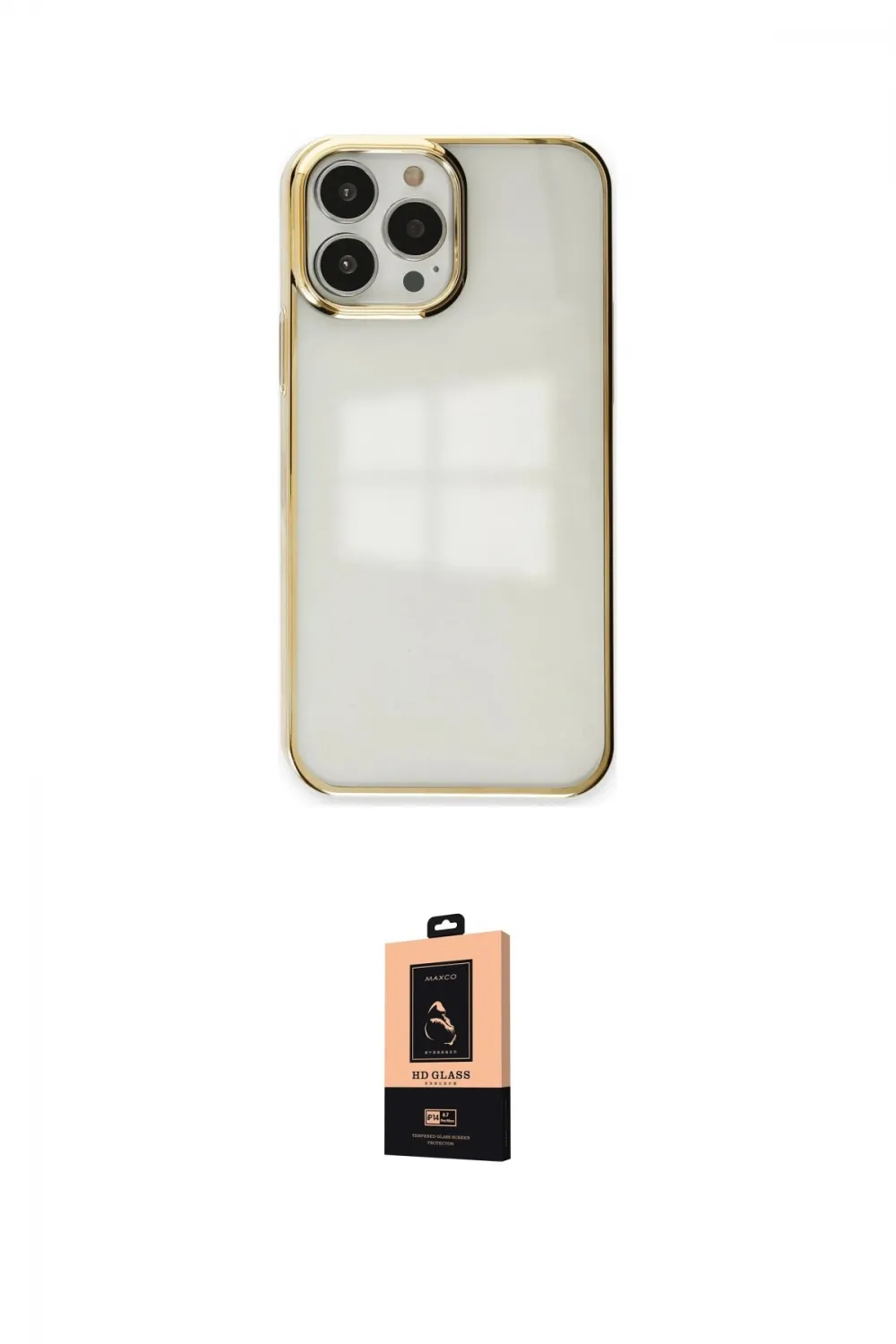 ieg™ iPhone 13 Pro Max Kılıf Doruk Doku Prime - Şeffaf Maxco Cam Ekran Koruyucu
