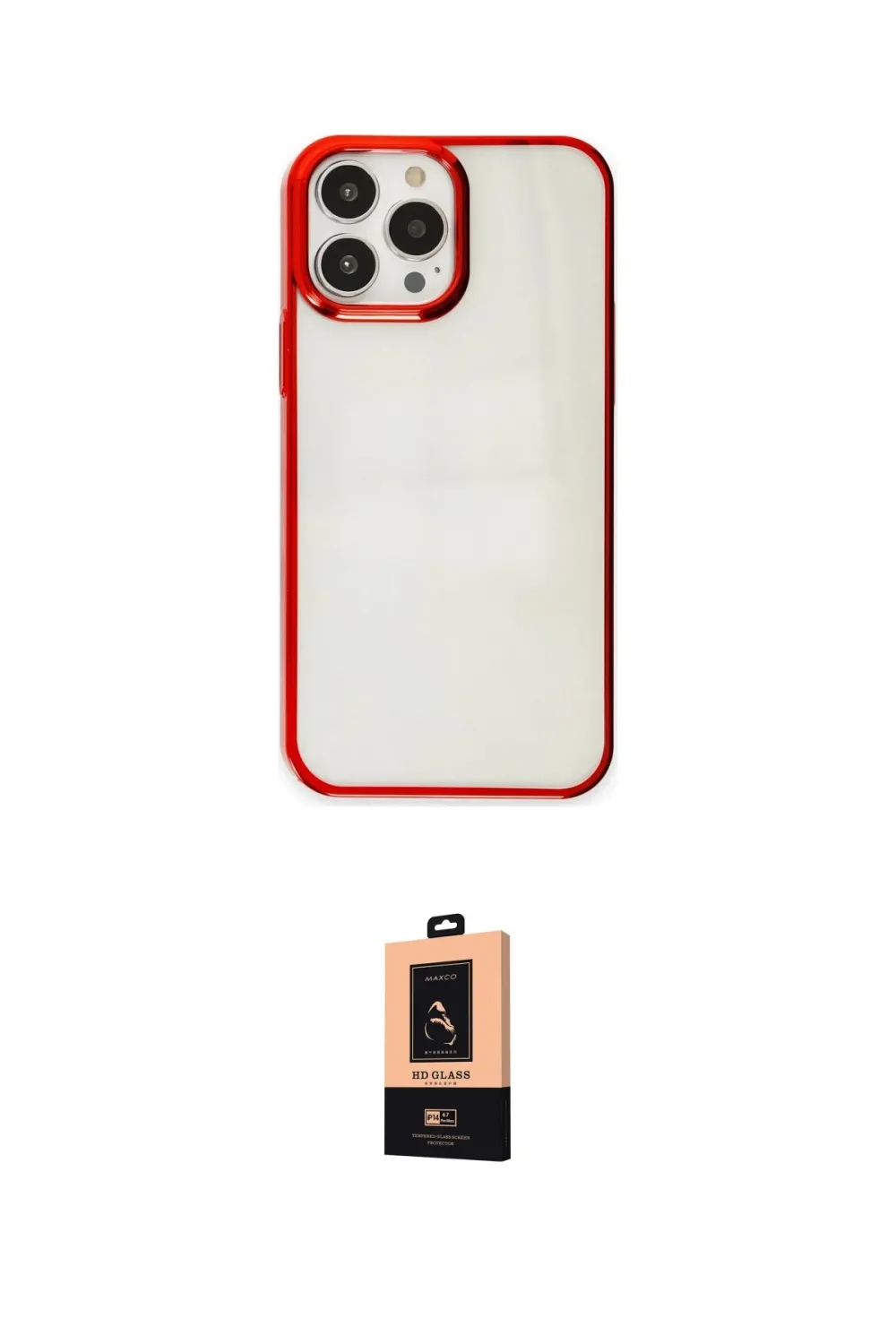ieg™ iPhone 13 Pro Max Kılıf Doruk Doku Prime - Şeffaf Maxco Cam Ekran Koruyucu