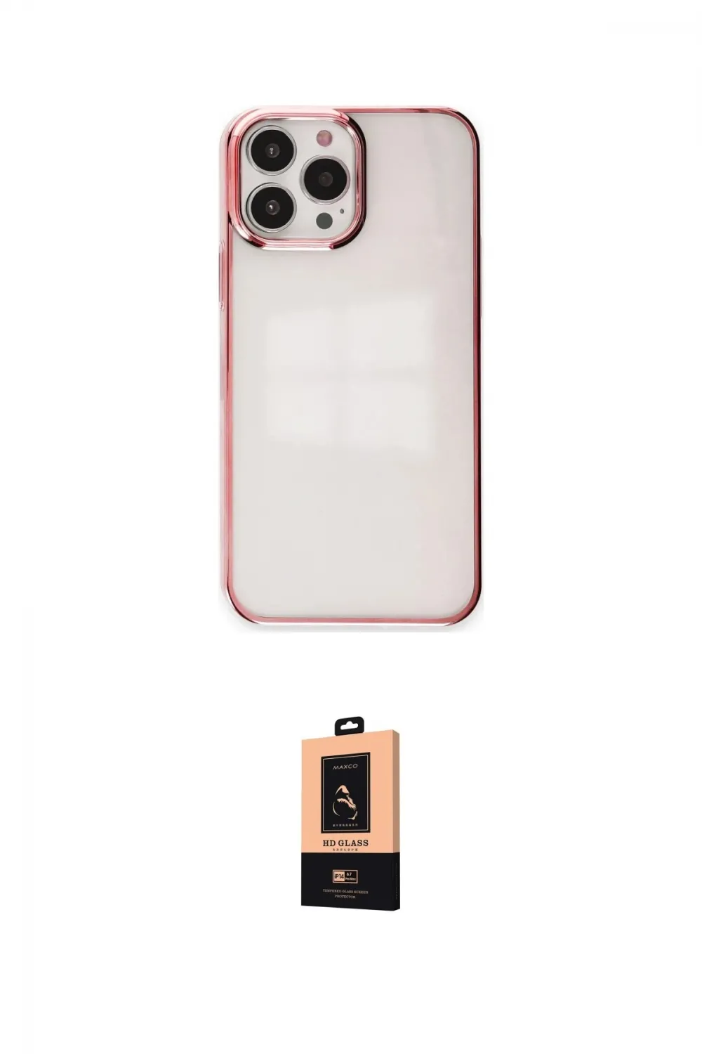 ieg™ iPhone 13 Pro Max Kılıf Doruk Doku Prime - Şeffaf Maxco Cam Ekran Koruyucu