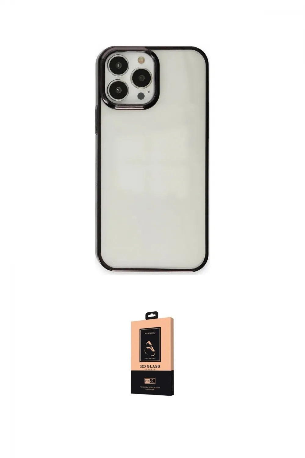 ieg™ iPhone 13 Pro Max Kılıf Doruk Doku Prime - Şeffaf Maxco Cam Ekran Koruyucu