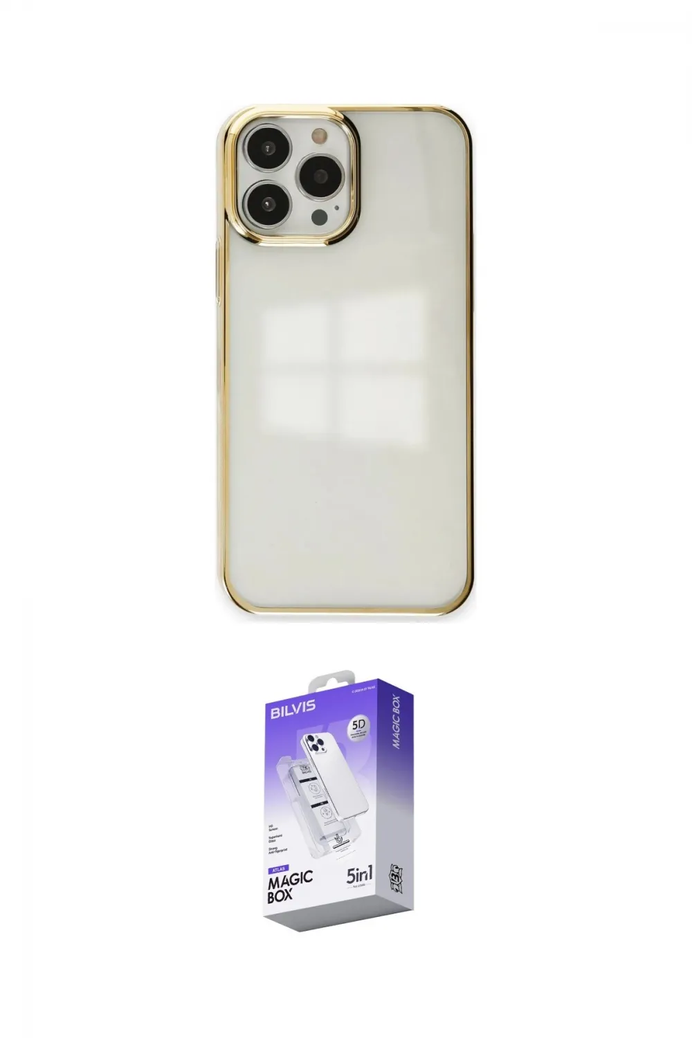ieg™ iPhone 13 Pro Max Kılıf Doruk Doku Prime - Siyah Bilvis 5in1 3D Magic Cam Ekran Koruyucu