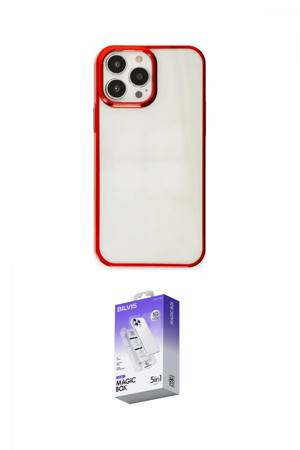 ieg™ iPhone 13 Pro Max Kılıf Doruk Doku Prime - Siyah Bilvis 5in1 3D Magic Cam Ekran Koruyucu
