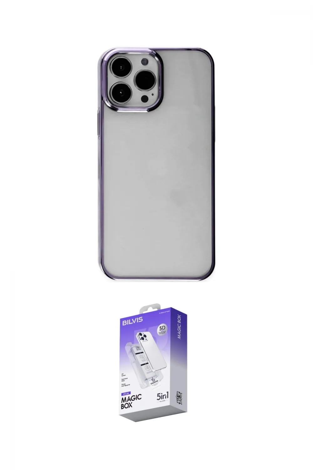 ieg™ iPhone 13 Pro Max Kılıf Doruk Doku Prime - Siyah Bilvis 5in1 3D Magic Cam Ekran Koruyucu