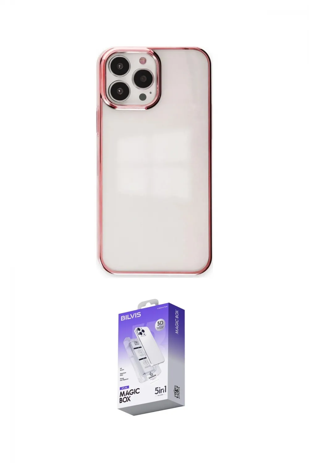 ieg™ iPhone 13 Pro Max Kılıf Doruk Doku Prime - Siyah Bilvis 5in1 3D Magic Cam Ekran Koruyucu